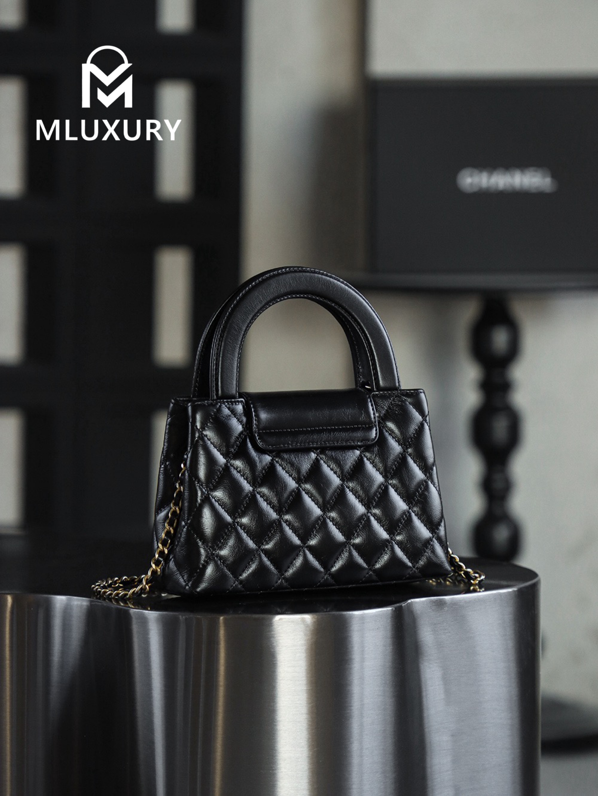 CHANEL 25C Kelly Bag, Black&Gold, Calfskin