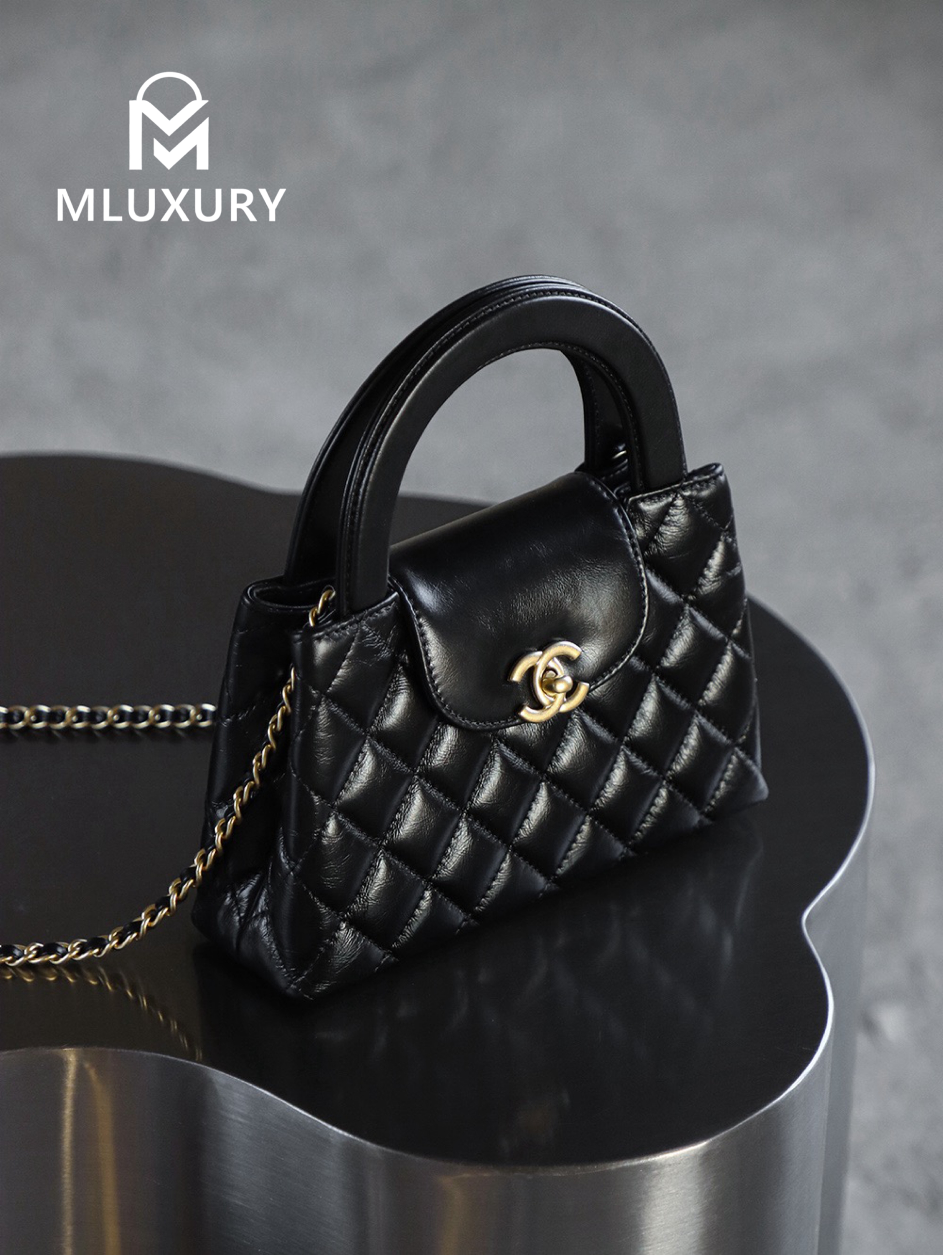 CHANEL 25C Kelly Bag, Black&Gold, Calfskin