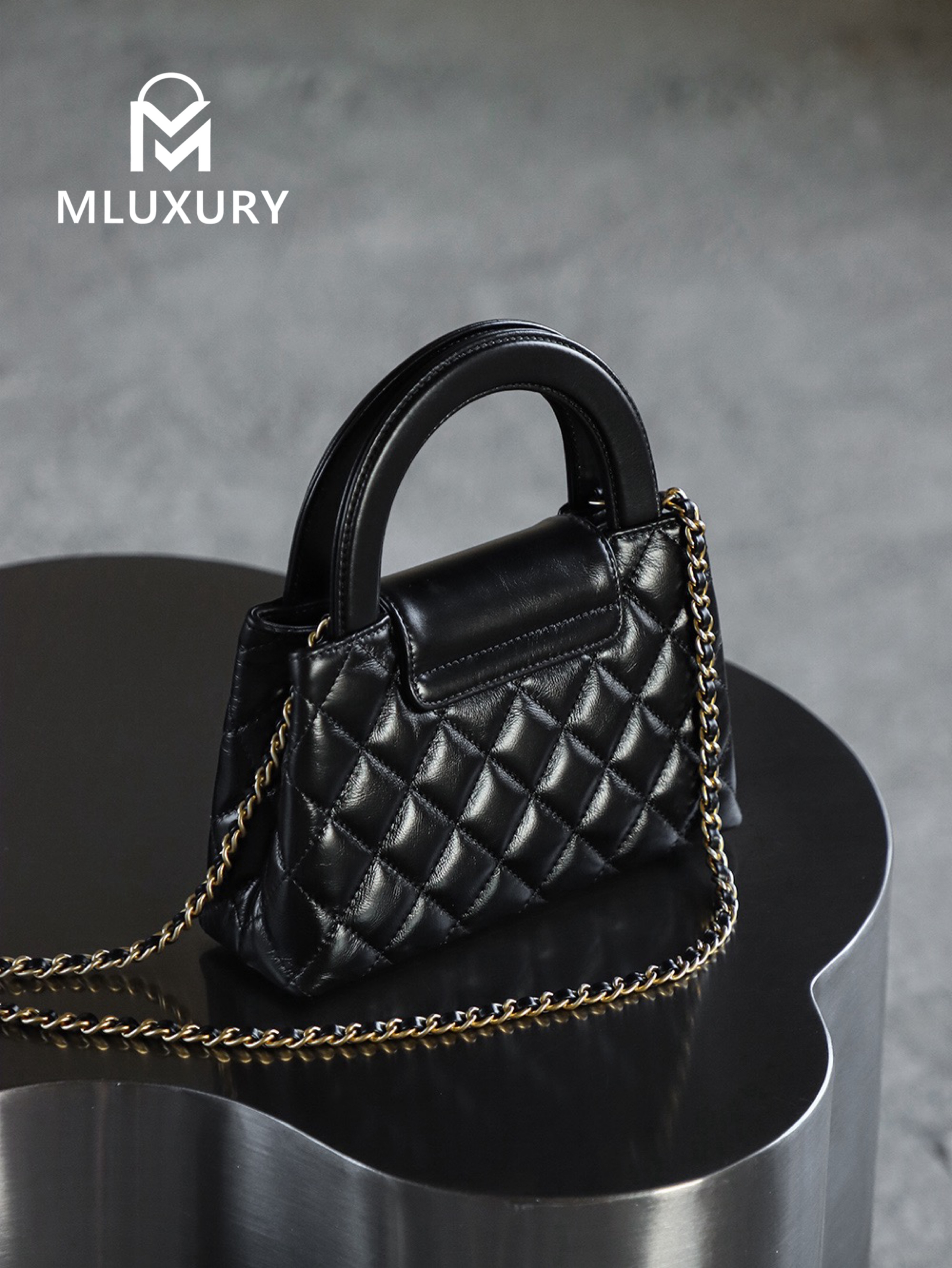 CHANEL 25C Kelly Bag, Black&Gold, Calfskin