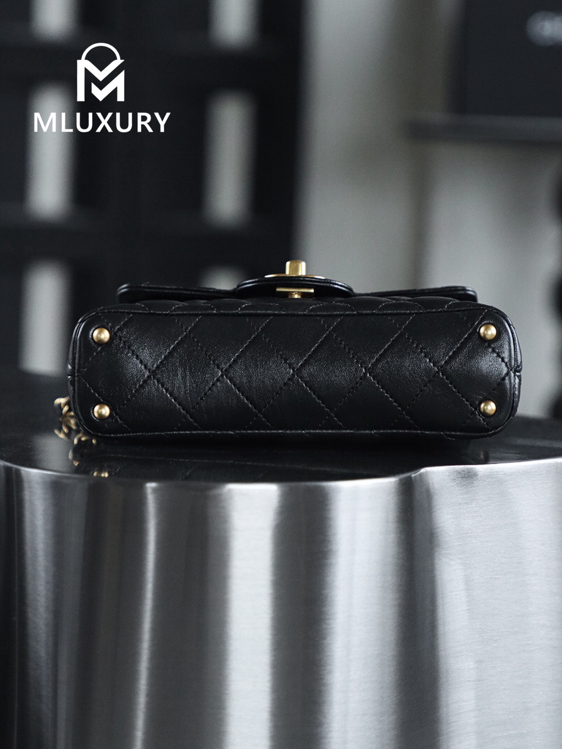 CHANEL 25 Kelly Small, Black&Gold, GR Genuine Glossy Lambskin