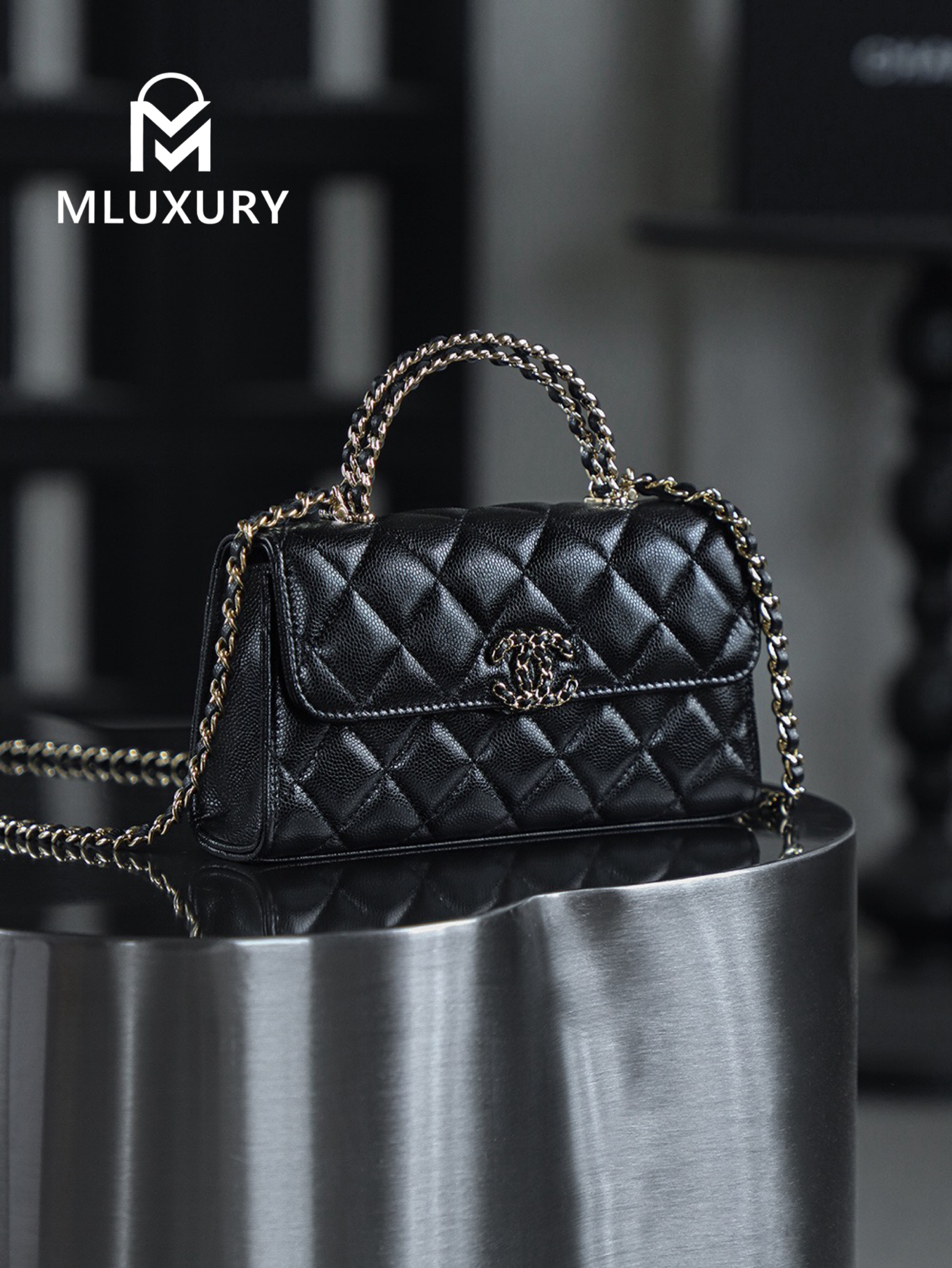 CHANEL 25S Mini Kelly (Horizontal), Black, Imla Three Lambs Leather