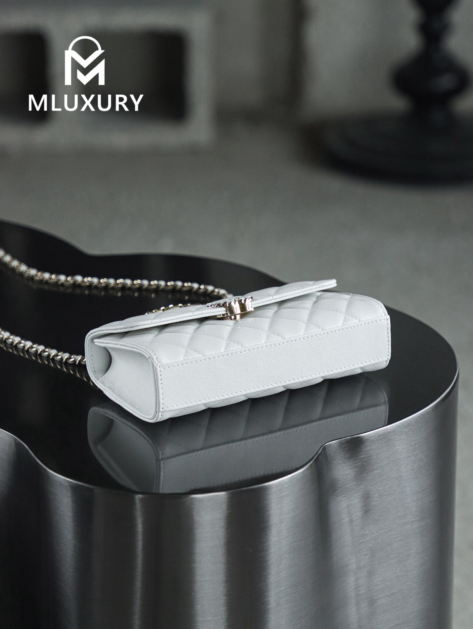 CHANEL 25S Mini Kelly (Horizontal), White, Imla Three Lambskin
