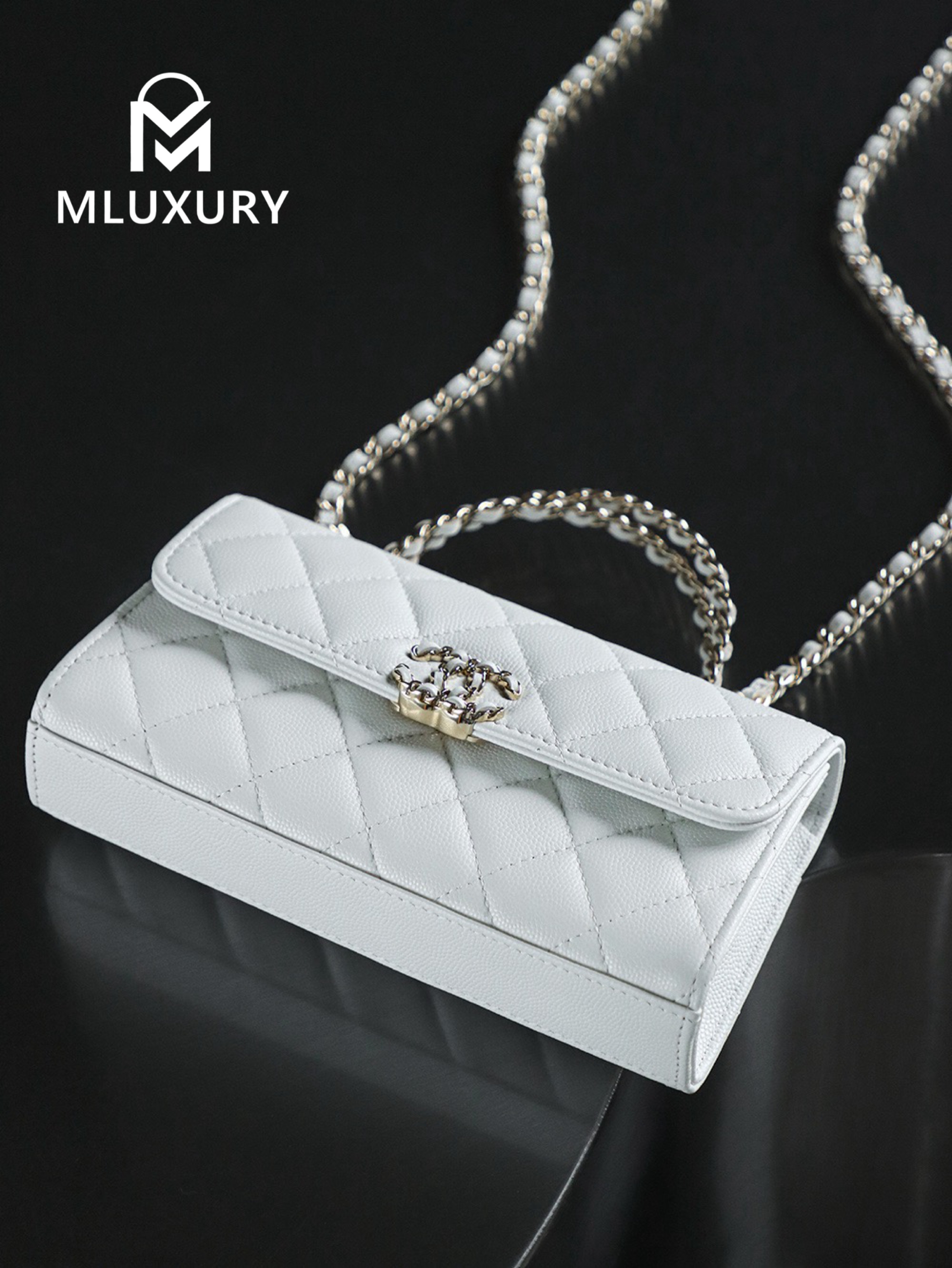 CHANEL 25S Mini Kelly (Horizontal), White, Imla Three Lambskin