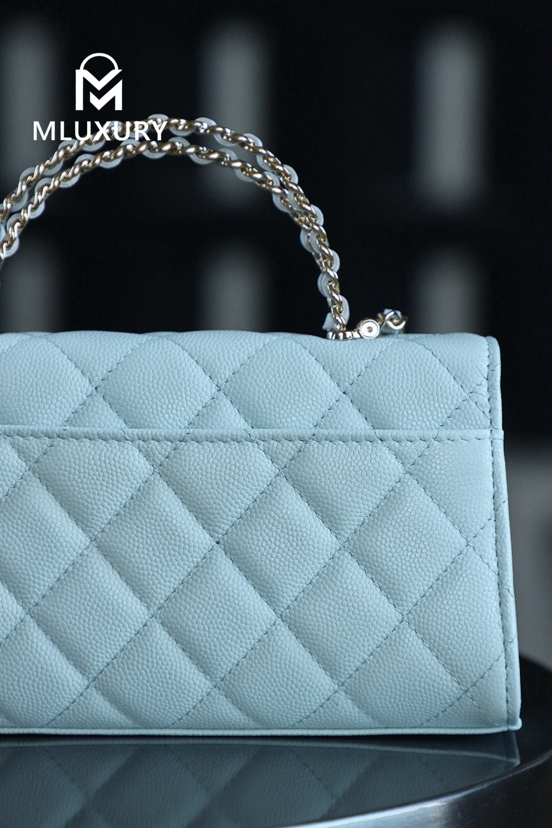 CHANEL 25S Mini Kelly (Horizontal), Blue, Imla Three Lambs Leather