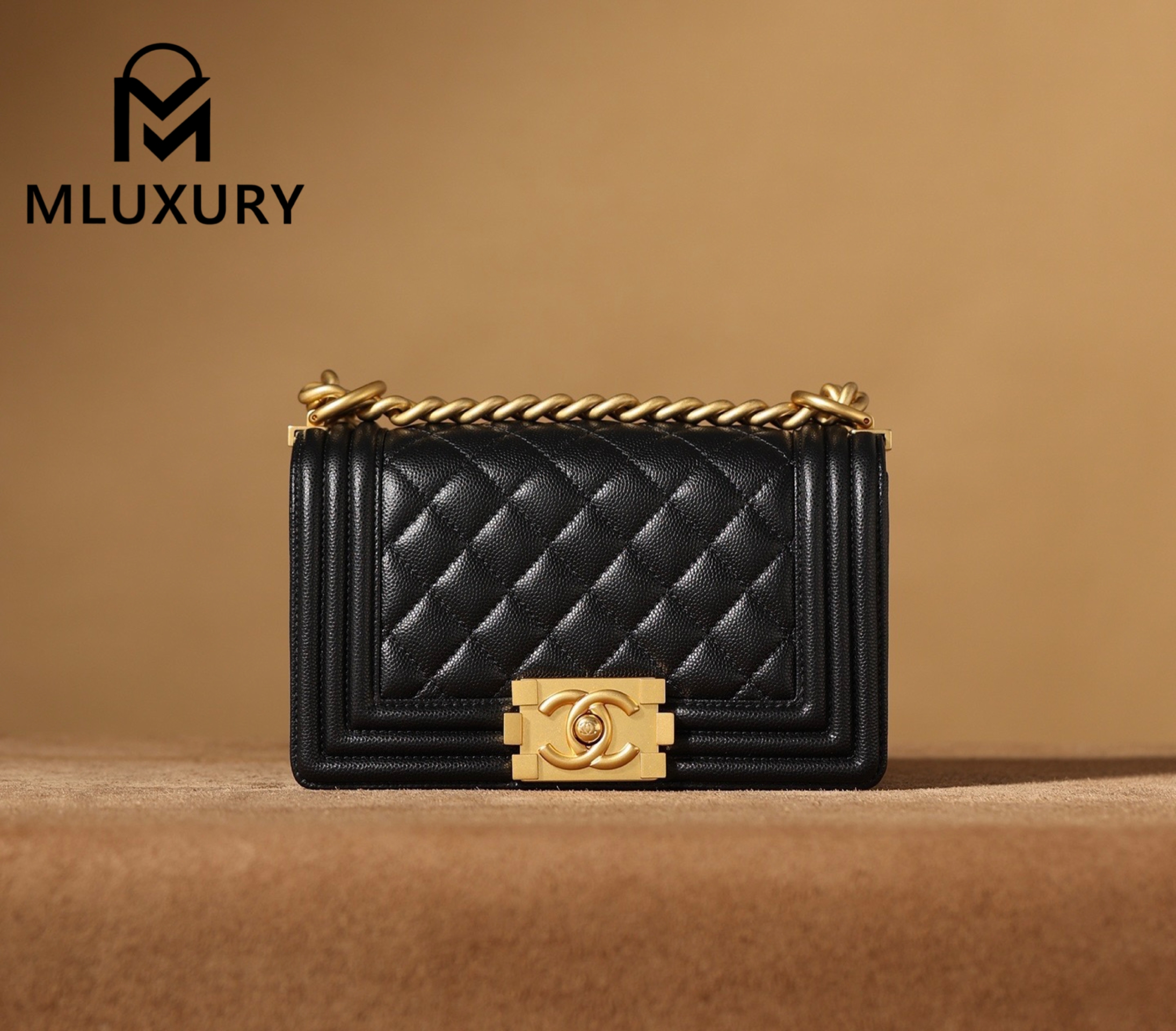 CHANEL Leboy 20 Small, Black & Gold, Large Glossy Leather