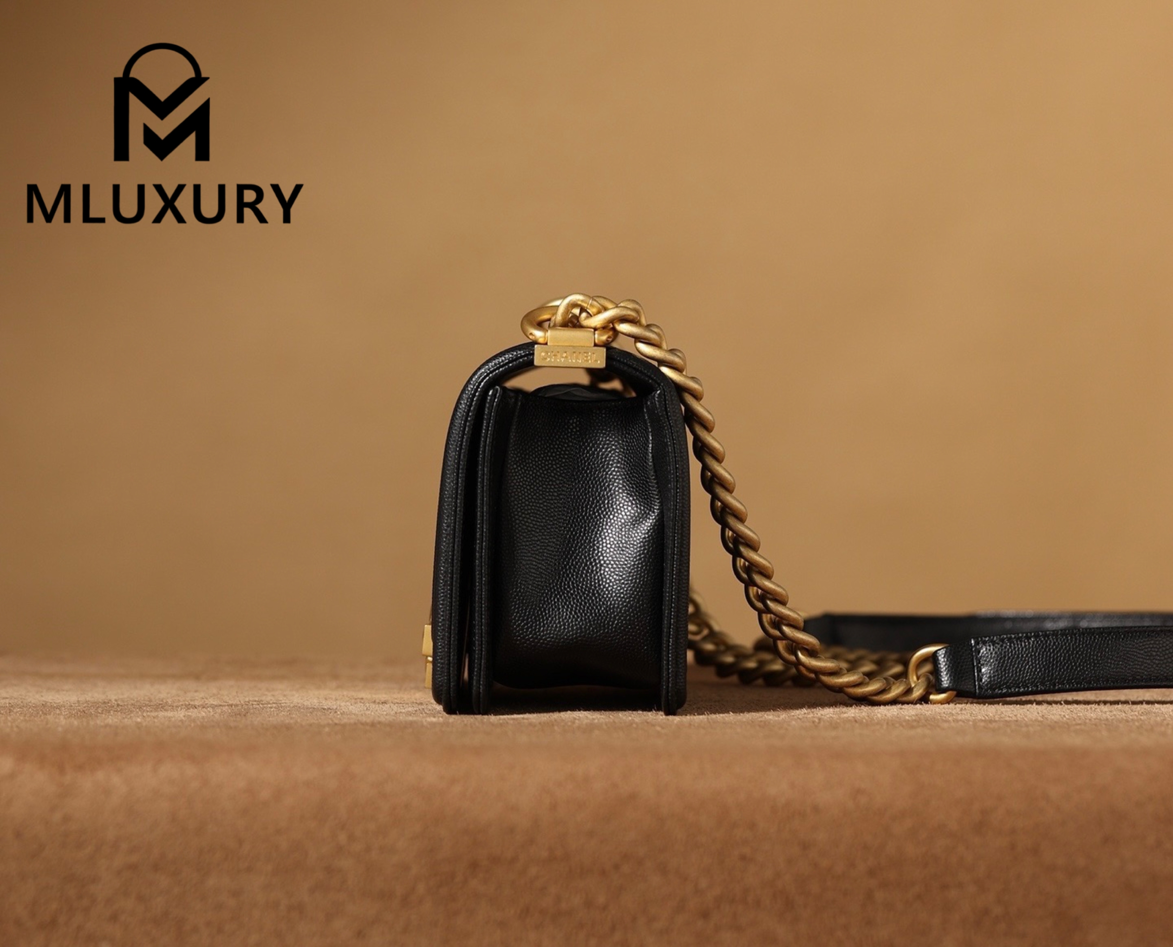 CHANEL Leboy 20 Small, Black & Gold, Large Glossy Leather