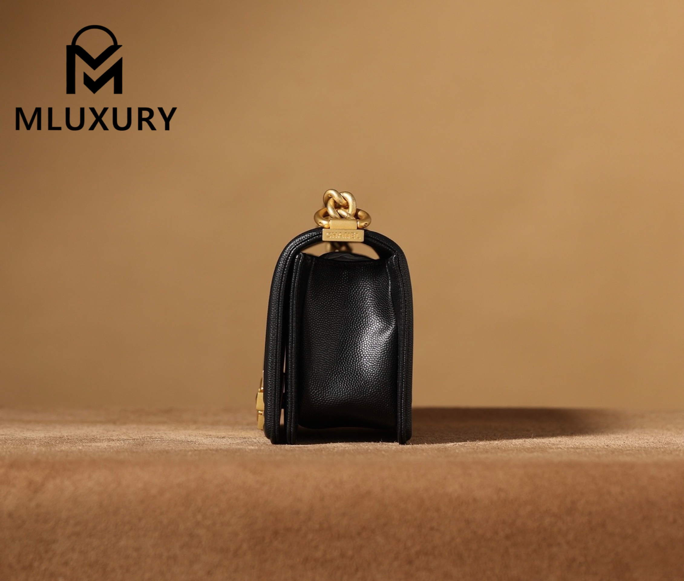CHANEL Leboy 20 Small, Black & Gold, Large Glossy Leather