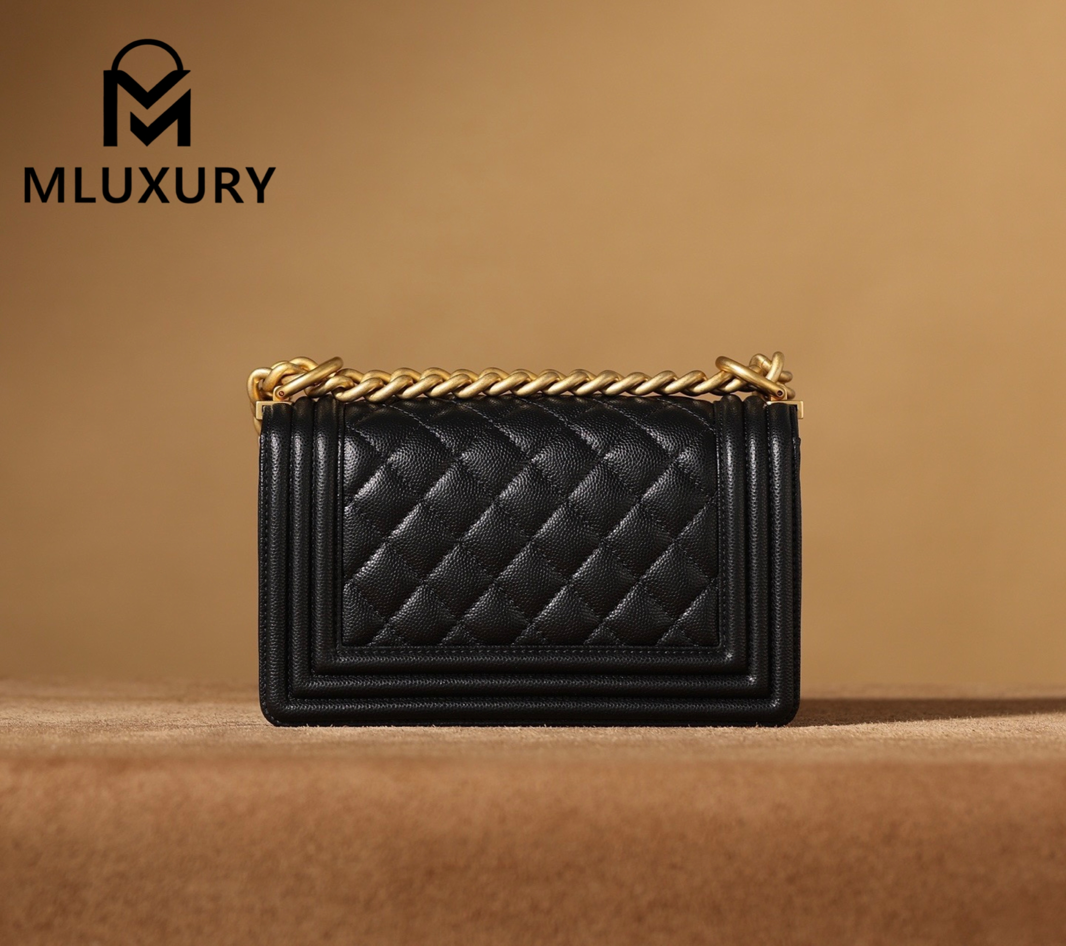 CHANEL Leboy 20 Small, Black & Gold, Large Glossy Leather