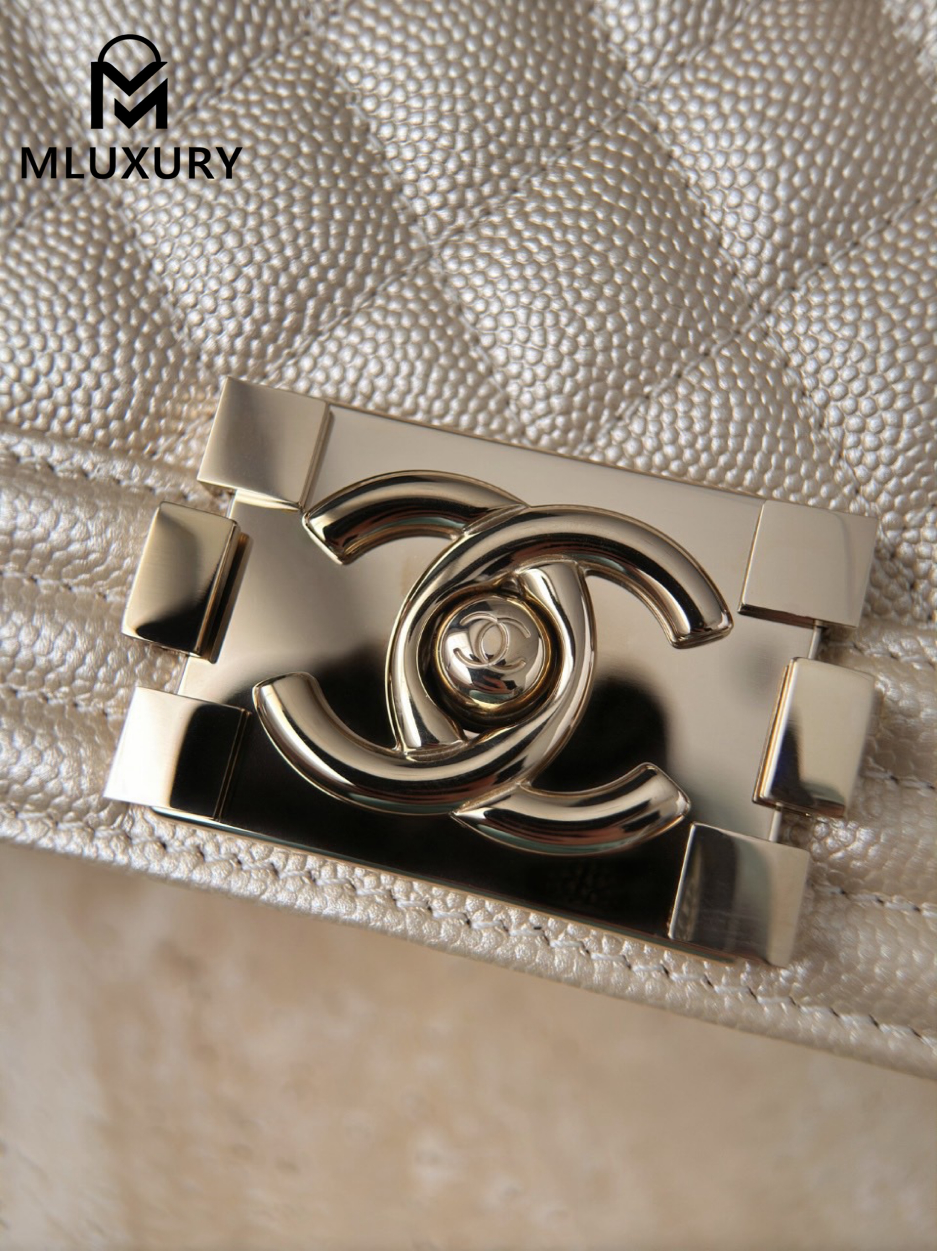 CHANEL Leboy 25 Medium, Champagne Gold&Light Gold, Imported Genuine Factory Leather