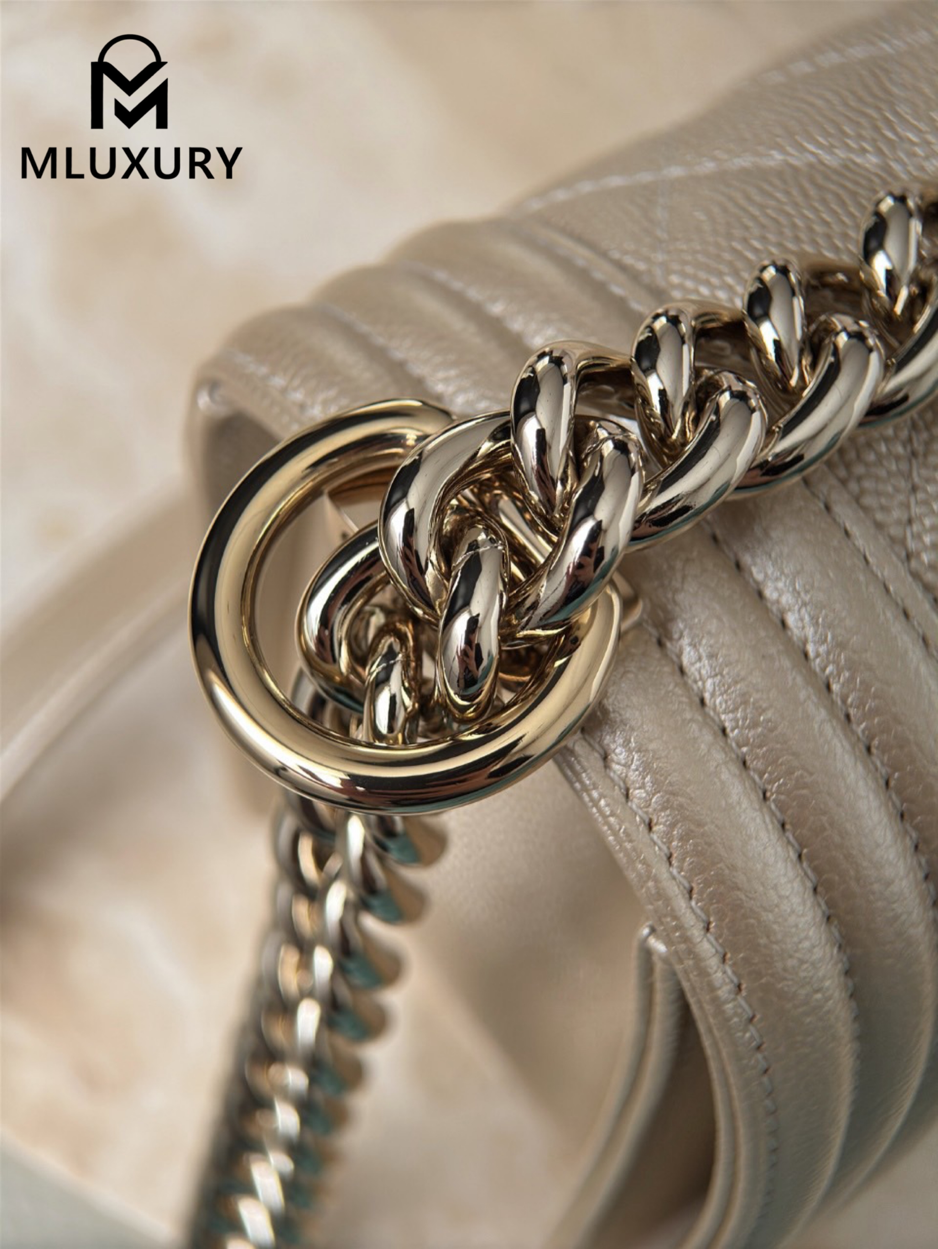 CHANEL Leboy 25 Medium, Champagne Gold&Light Gold, Imported Genuine Factory Leather