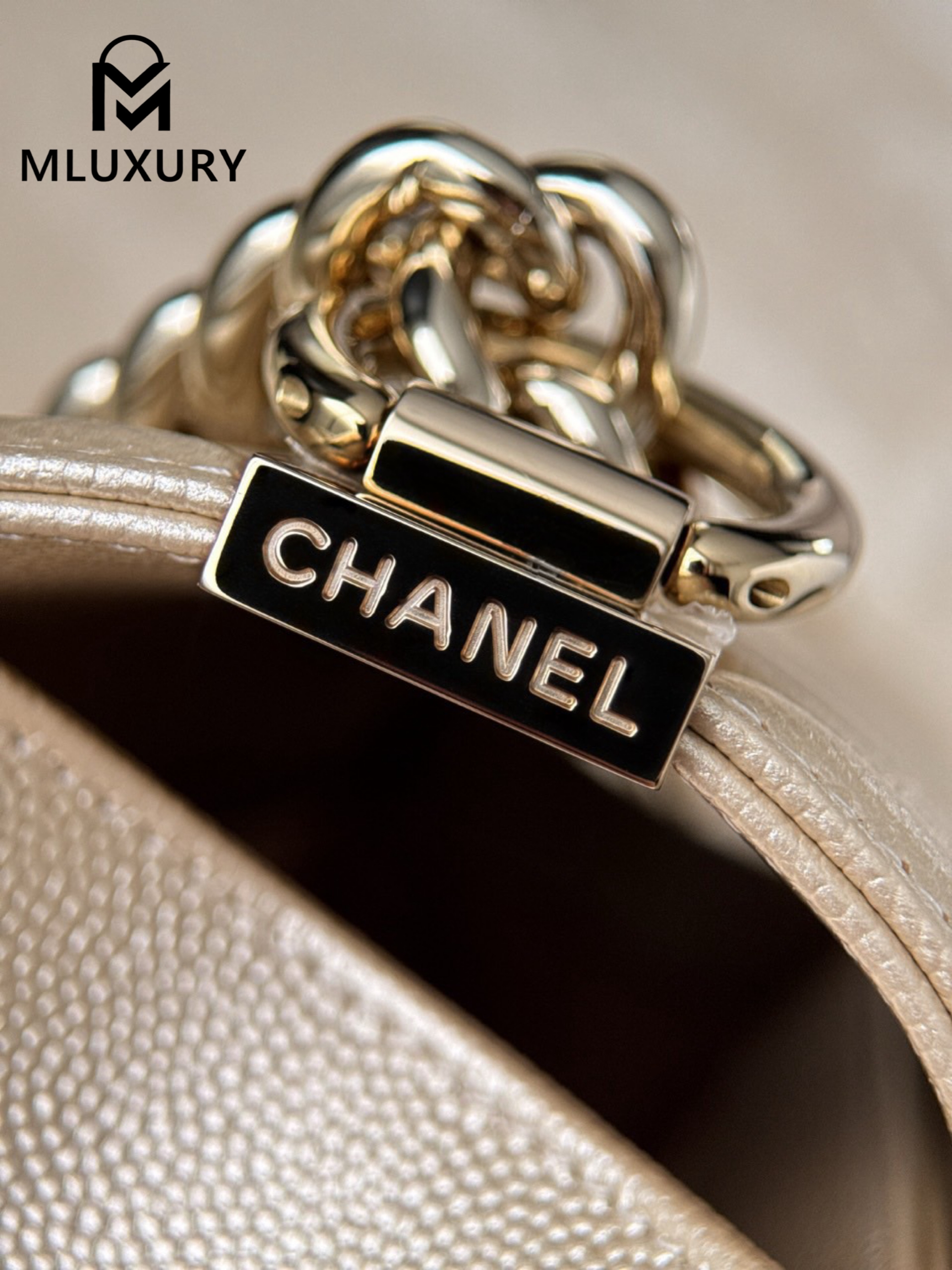 CHANEL Leboy 25 Medium, Champagne Gold&Light Gold, Imported Genuine Factory Leather