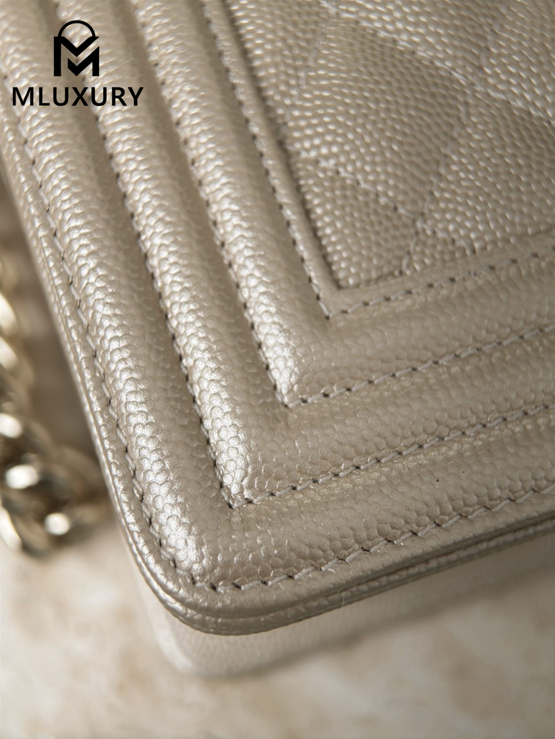 CHANEL Leboy 25 Medium, Champagne Gold&Light Gold, Imported Genuine Factory Leather