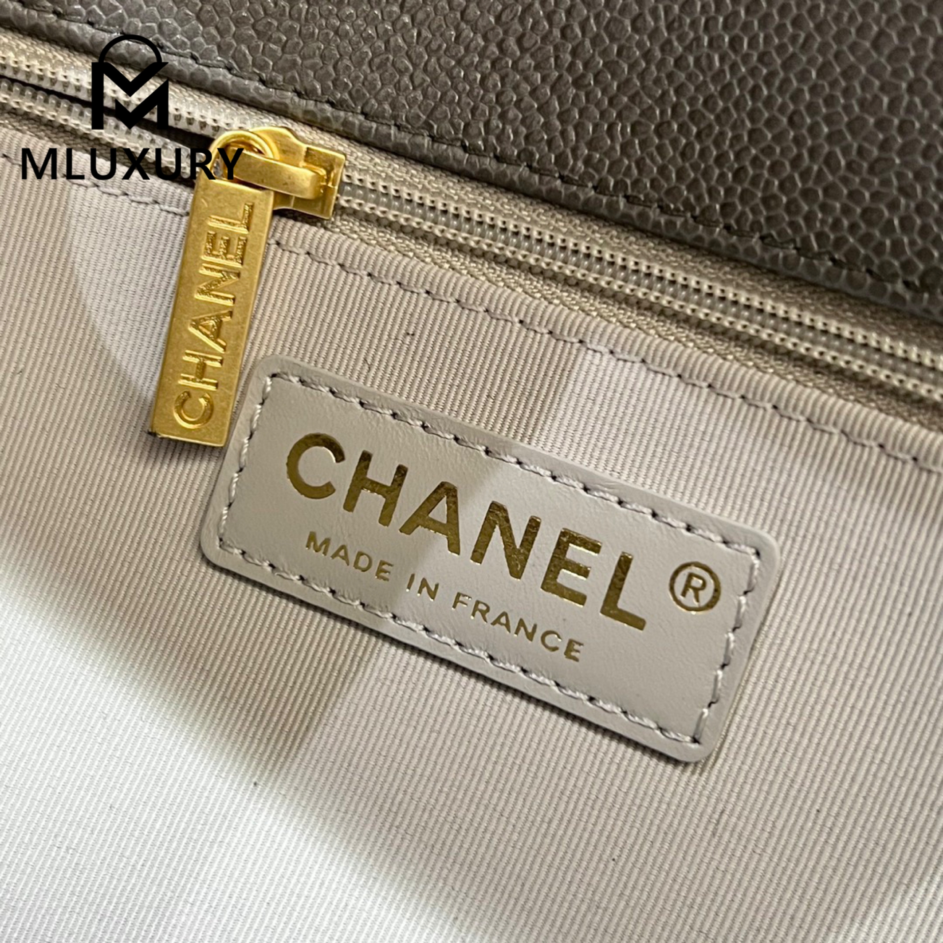 CHANEL Leboy 28 Large, Premium Grey & Gold Buckle, HASS Caviar Glossy Leather