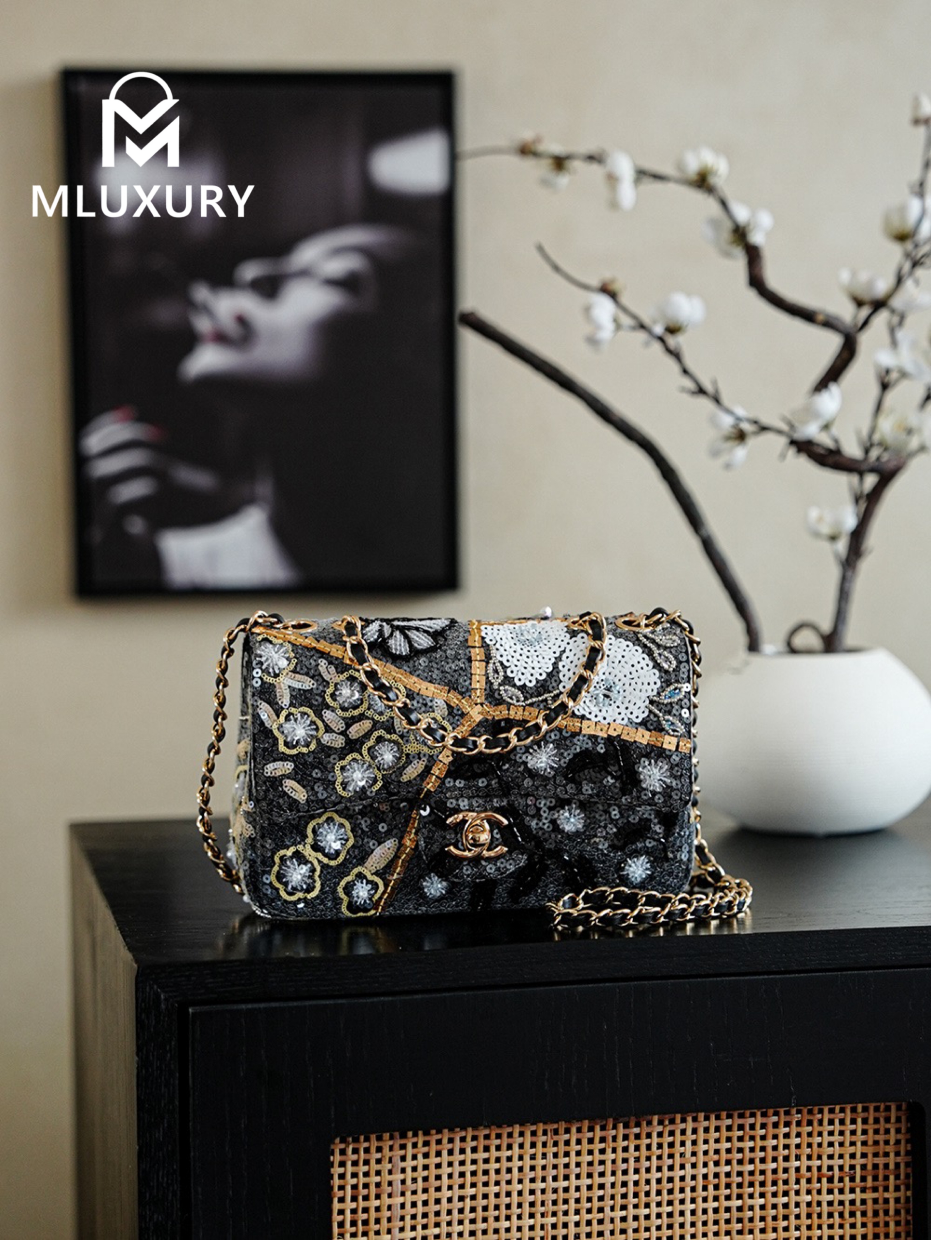 CHANEL 25A Limited Edition Embroidered Sequined CF