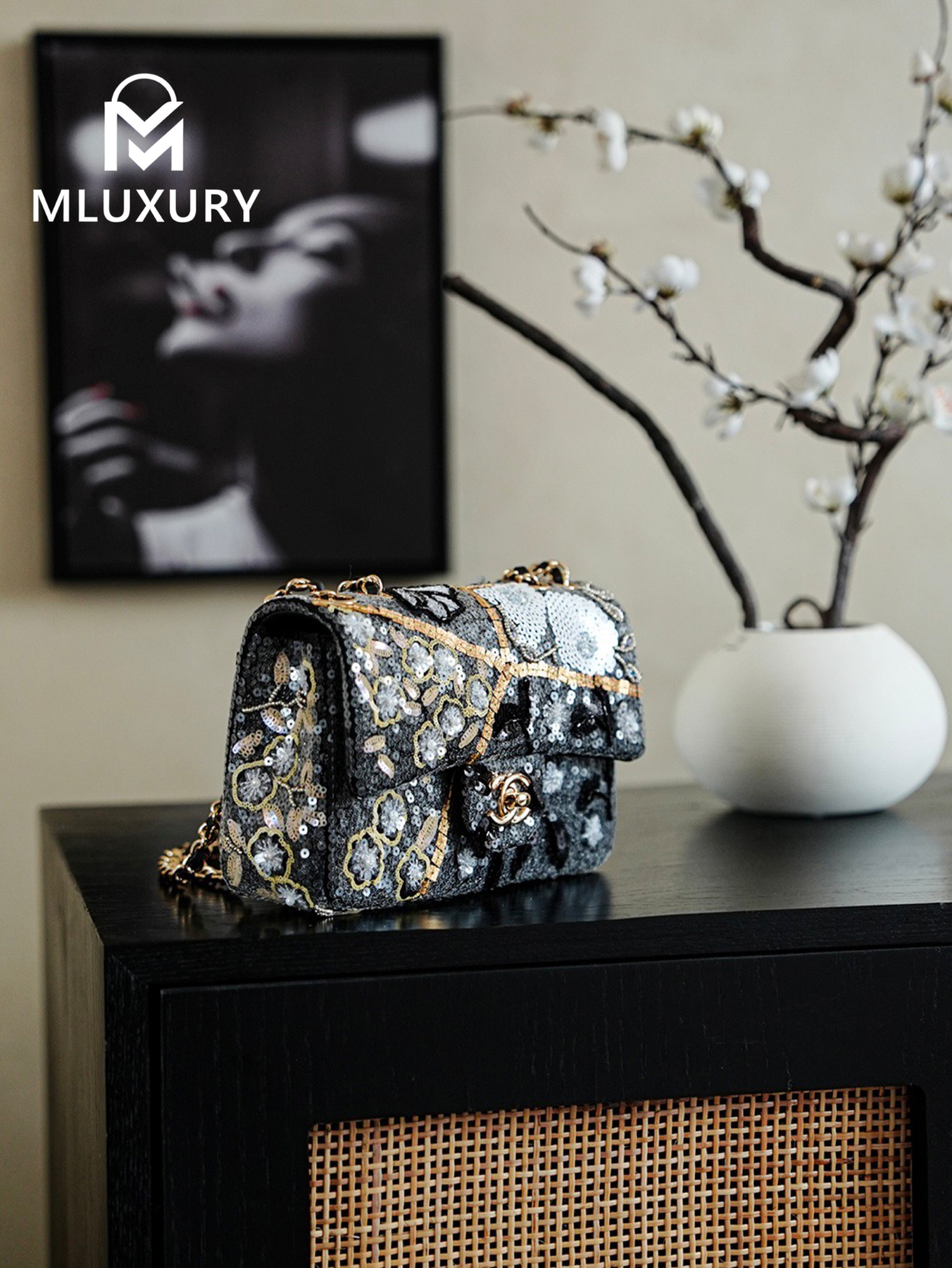 CHANEL 25A Limited Edition Embroidered Sequined CF