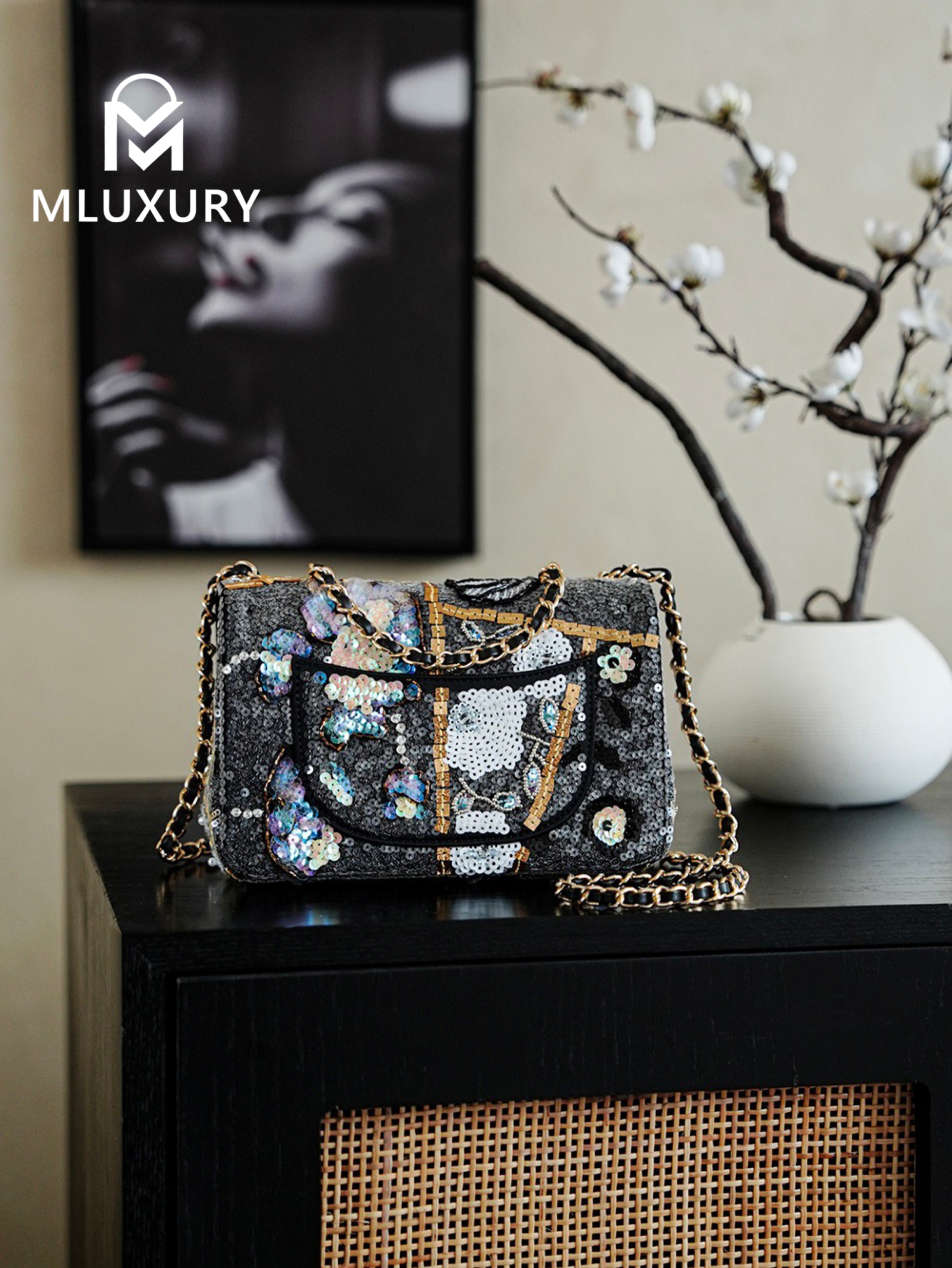 CHANEL 25A Limited Edition Embroidered Sequined CF