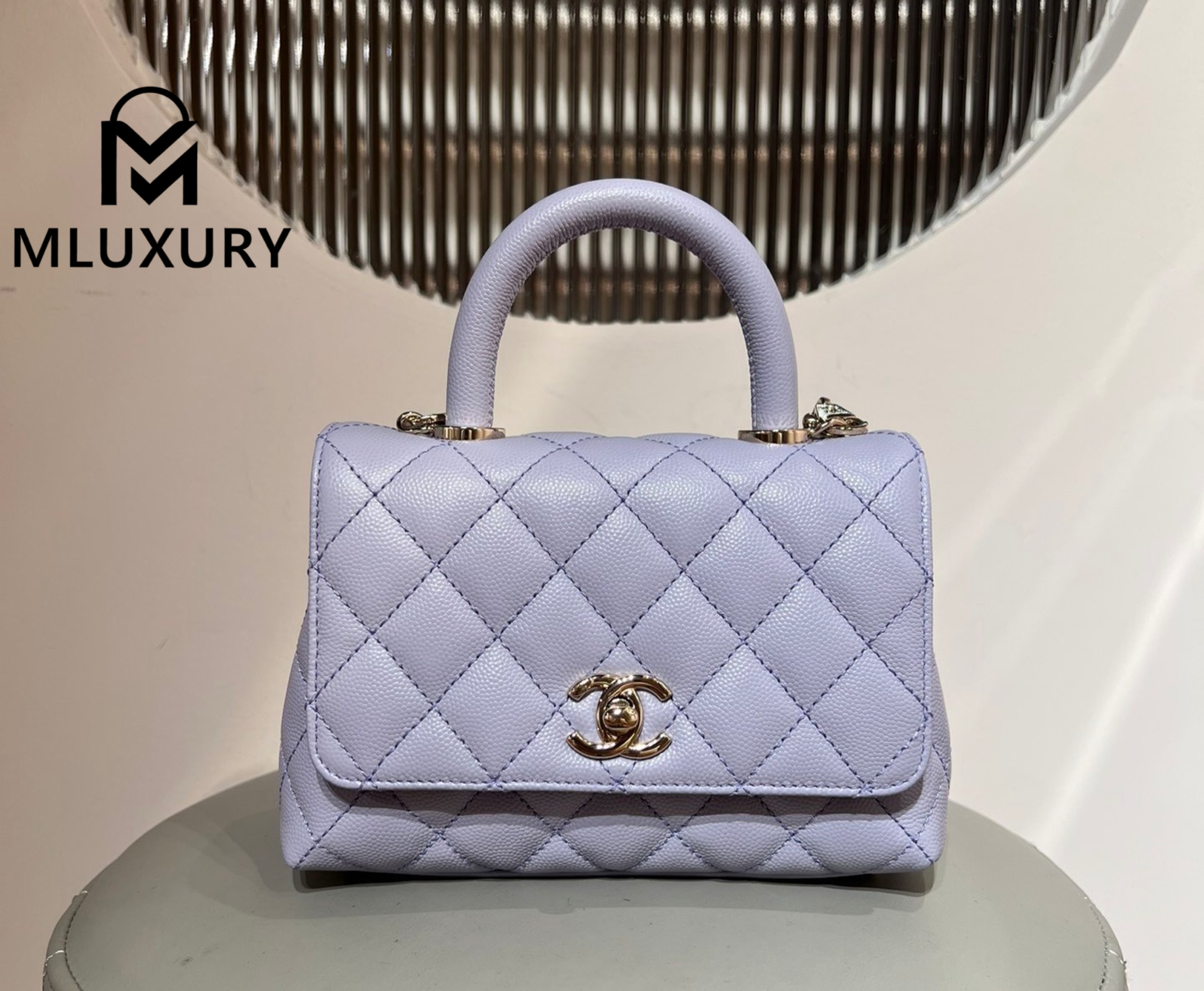 CHANEL Coco Handle Mini, Purple with Light Gold Buckle