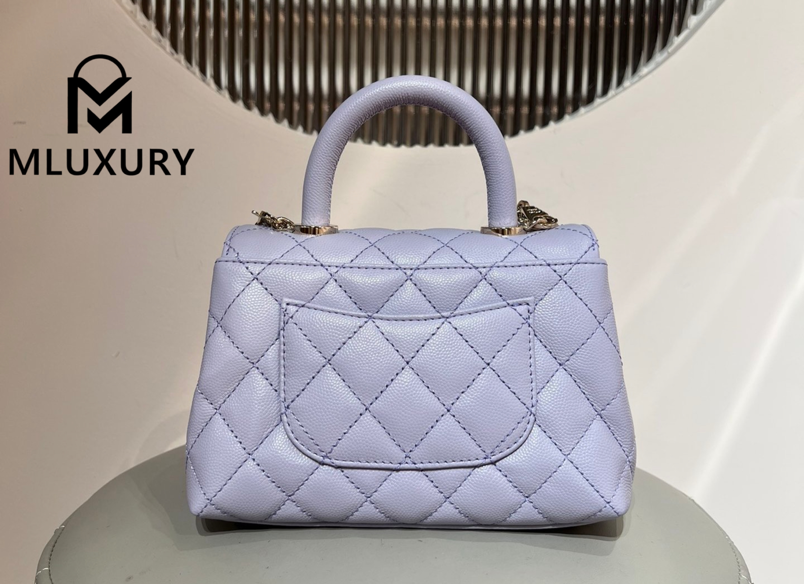 CHANEL Coco Handle Mini, Purple with Light Gold Buckle