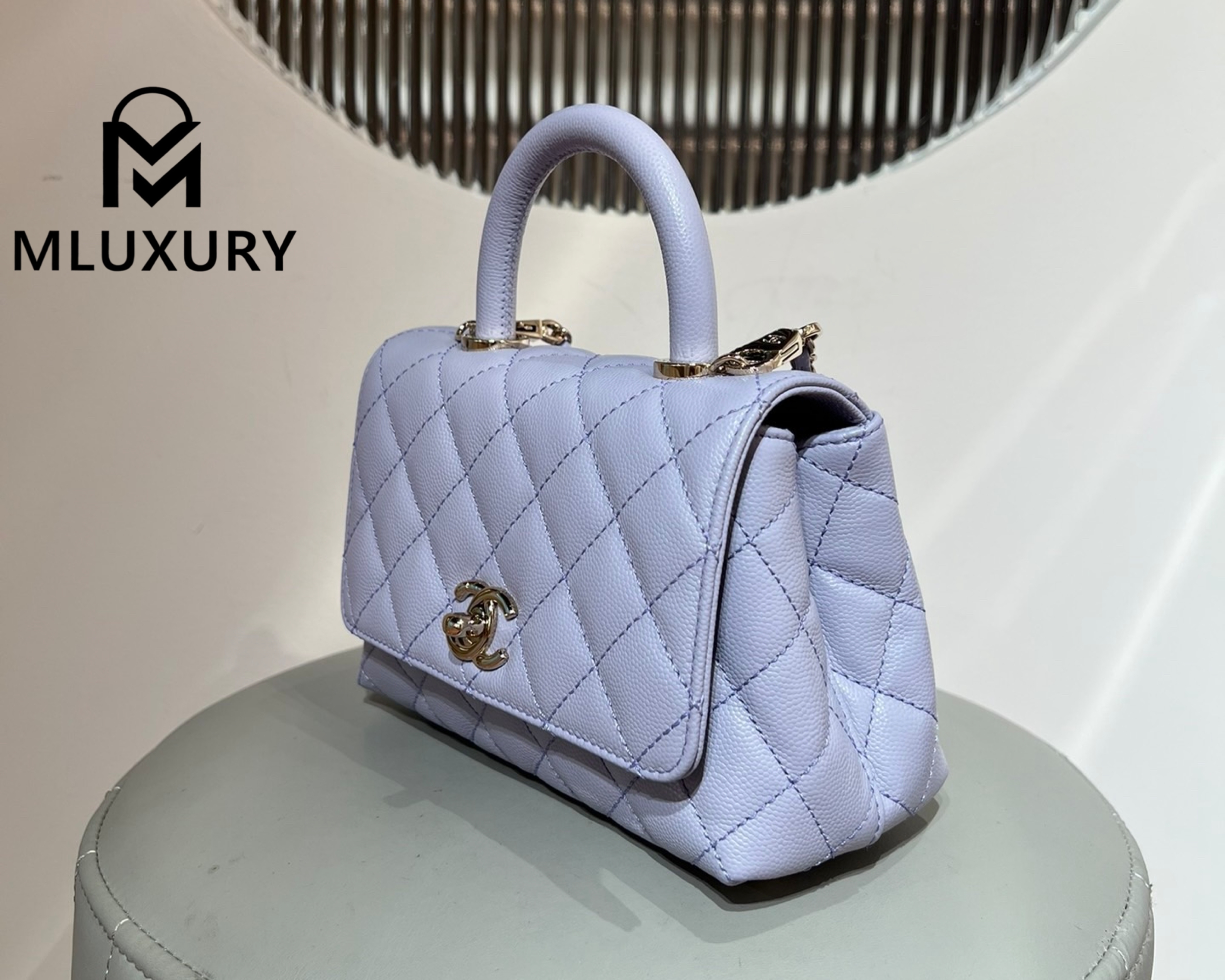CHANEL Coco Handle Mini, Purple with Light Gold Buckle