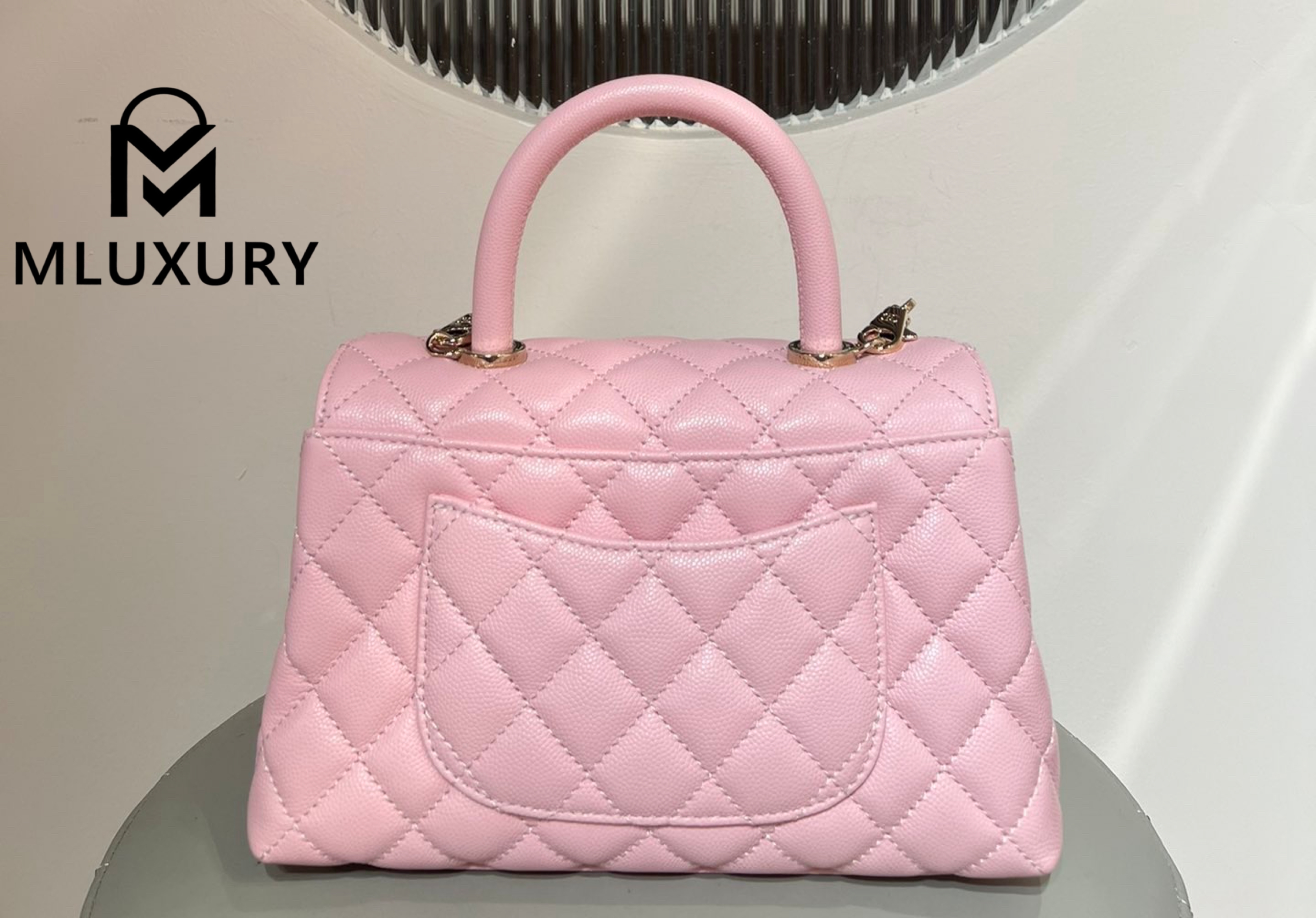 CHANEL Coco Handle Small, Pink with Light Gold Buckle
