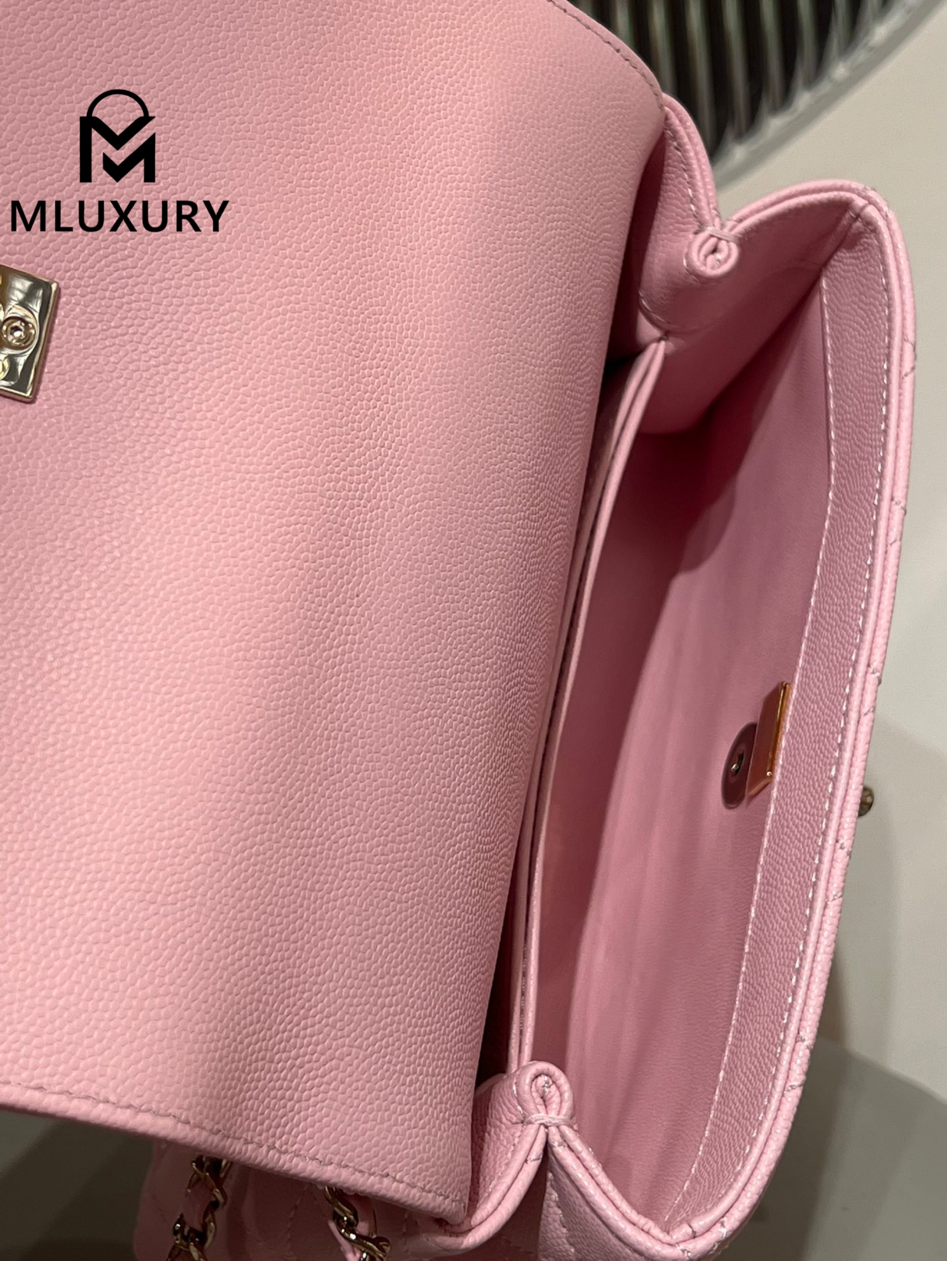 CHANEL Coco Handle Small, Pink with Light Gold Buckle