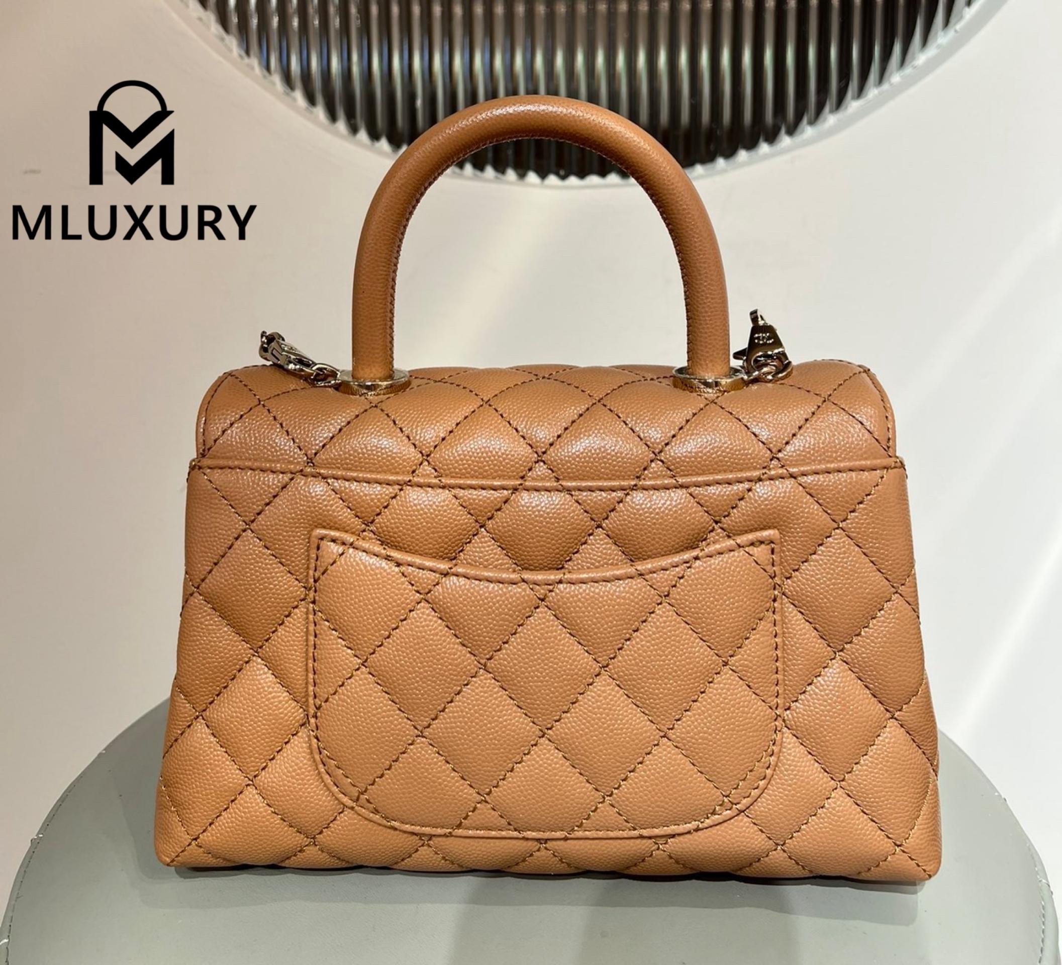 CHANEL Coco Handle Small, Milk Tea Color with Light Gold Buckle