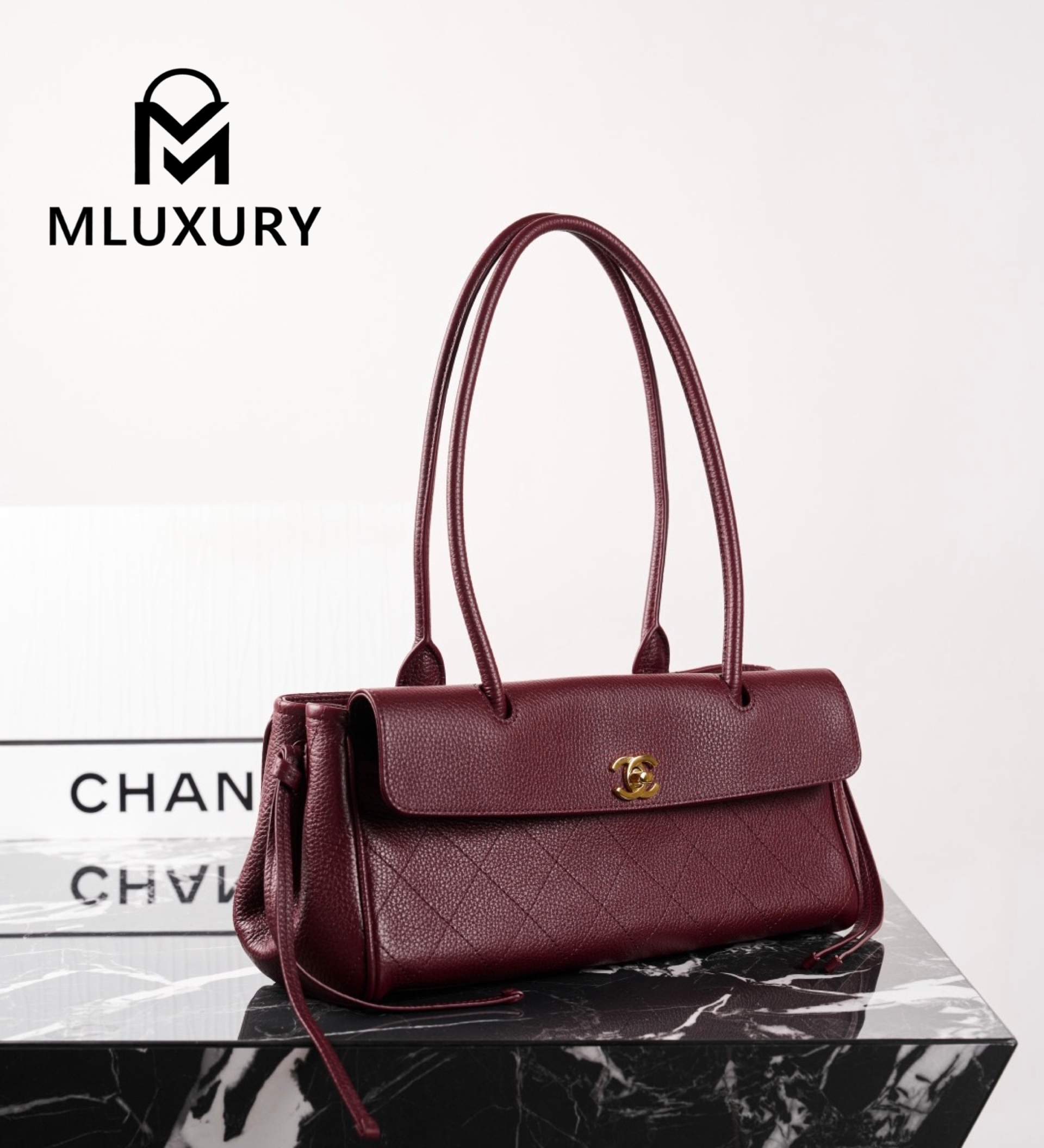 CHANEL 26S Baguette, Burgundy