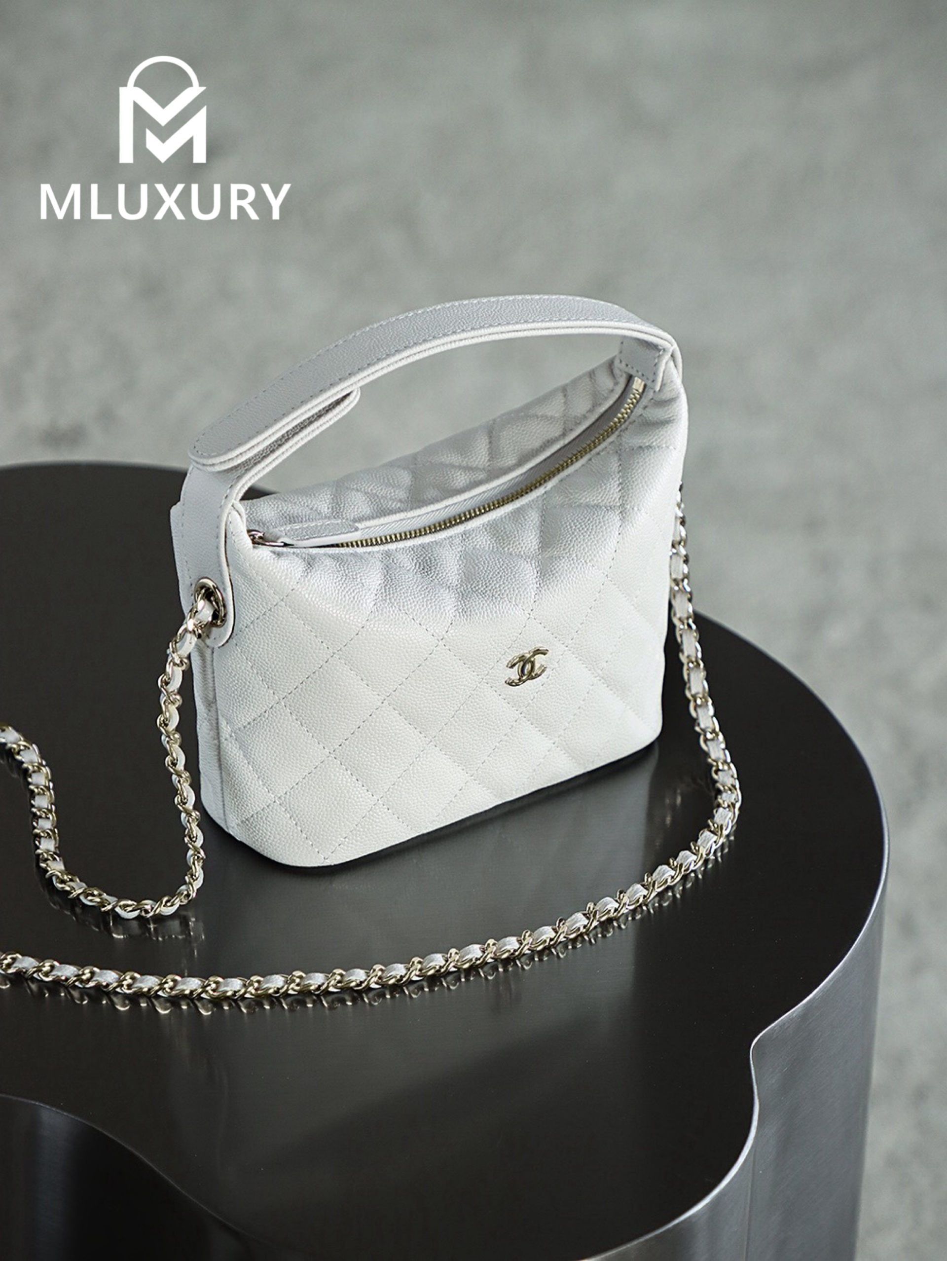 CHANEL 25C LP Lunch Box Bag, White