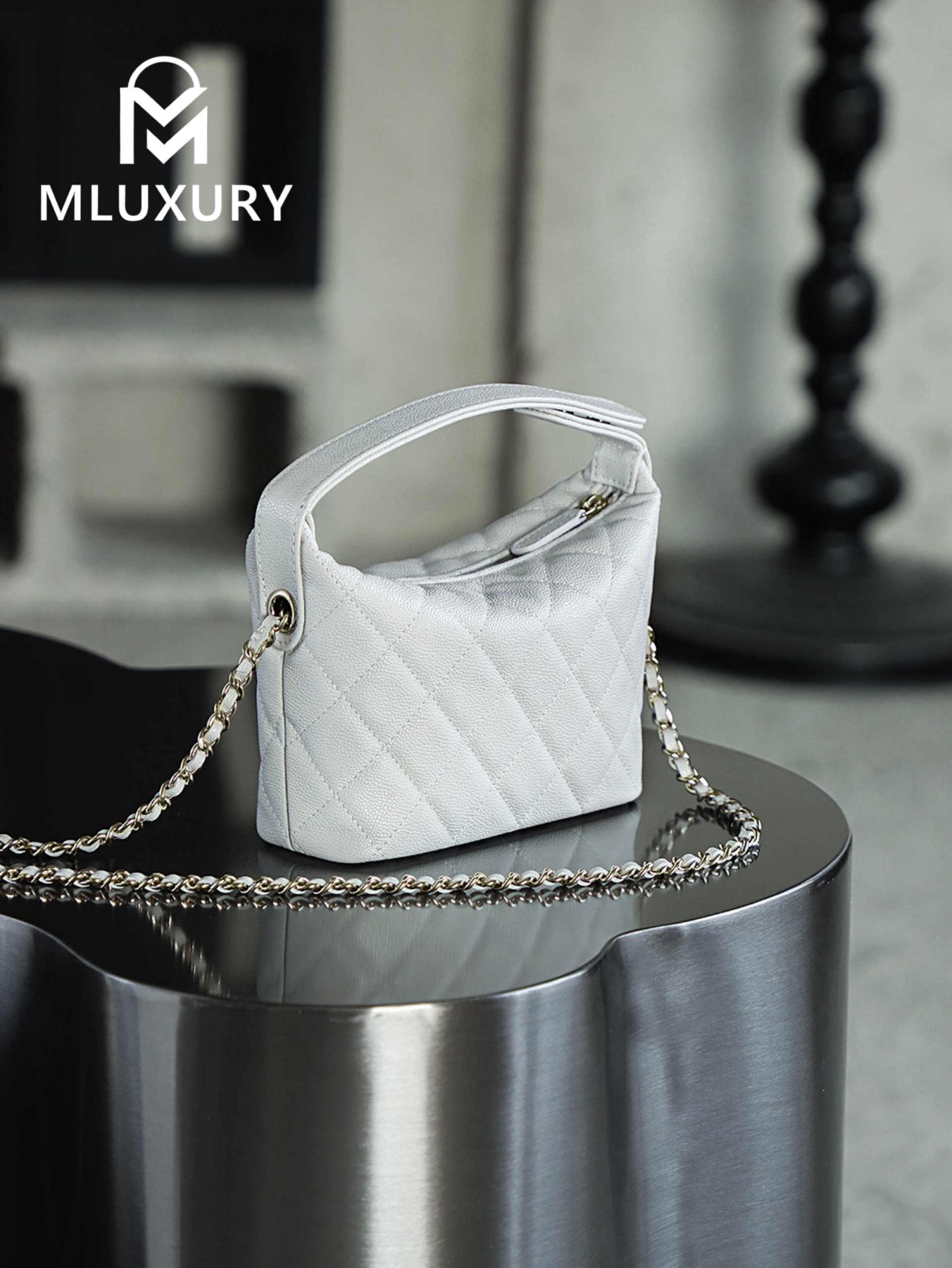 CHANEL 25C LP Lunch Box Bag, White