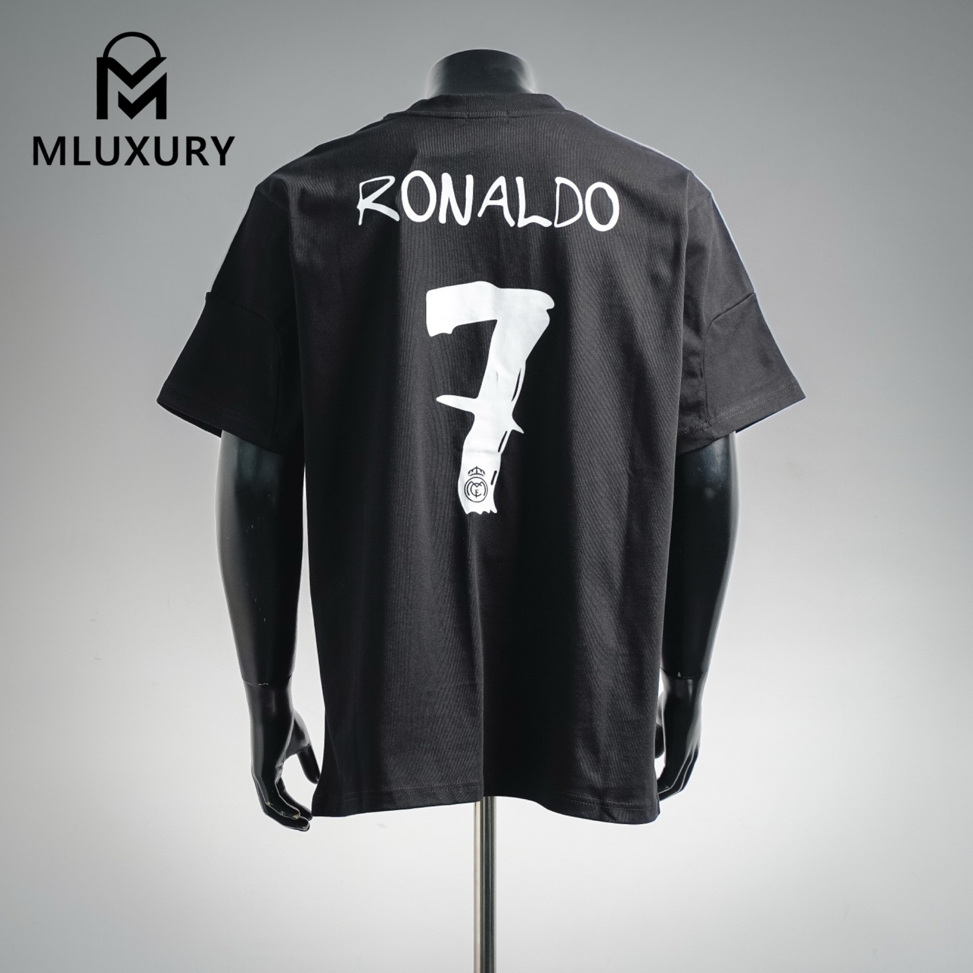 WE11DONE Real Madrid Black Warriors Football Jersey Modified Unisex Short-Sleeve T-Shirt，Black