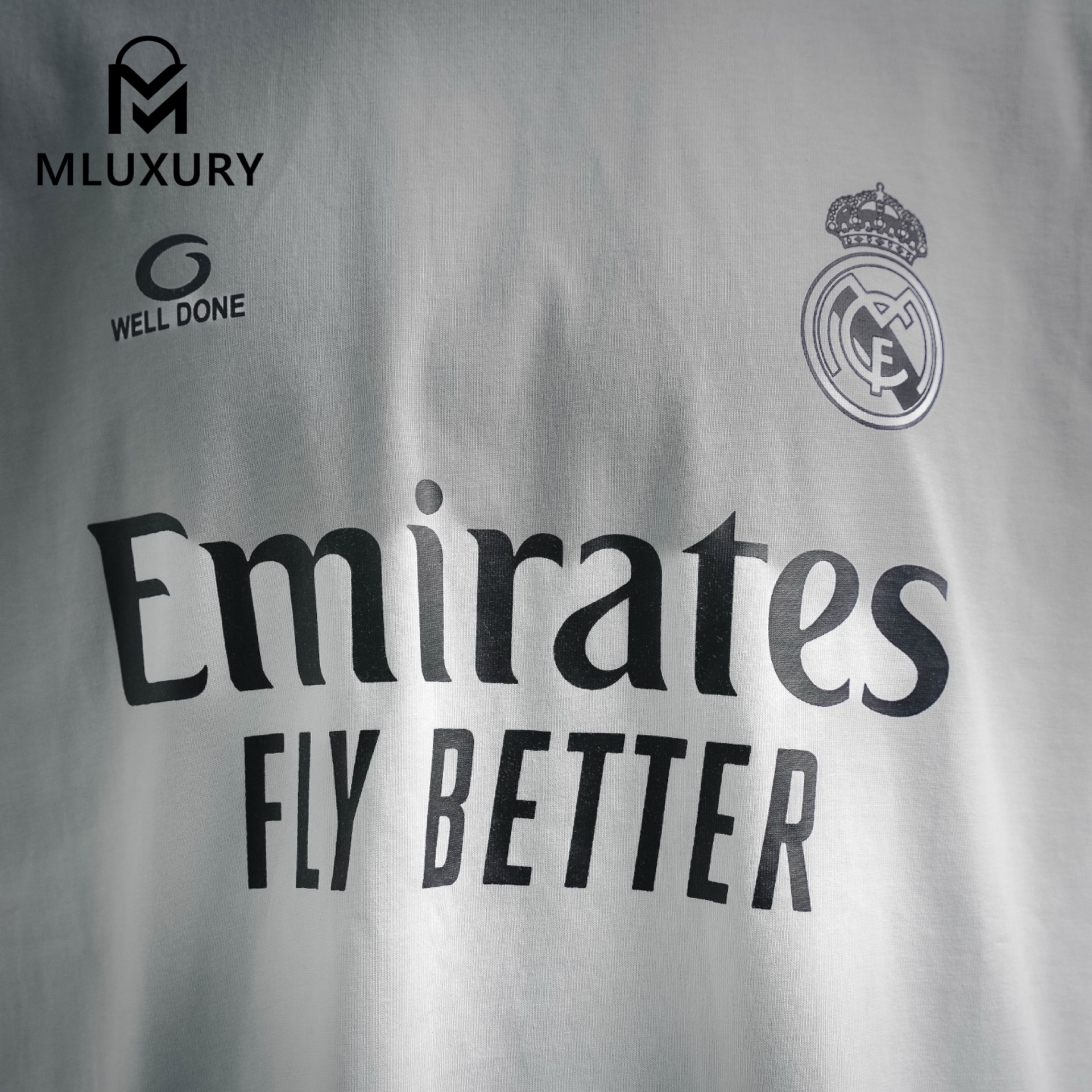 WE11DONE Real Madrid Black Warrior Soccer Jersey Modified Unisex Short-Sleeve T-Shirt，White