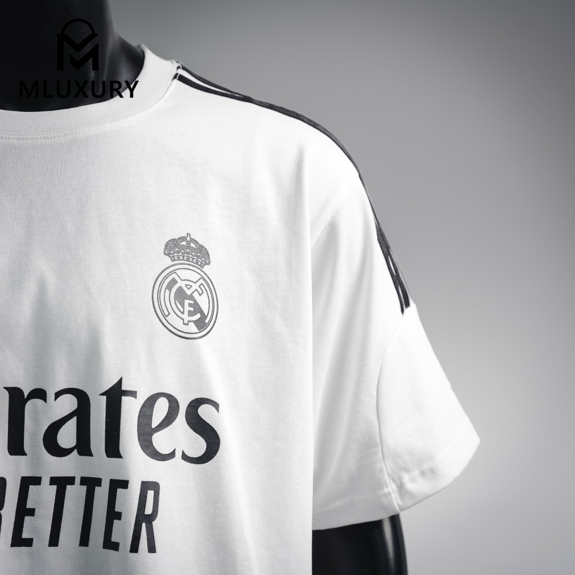 WE11DONE Real Madrid Black Warrior Soccer Jersey Modified Unisex Short-Sleeve T-Shirt，White
