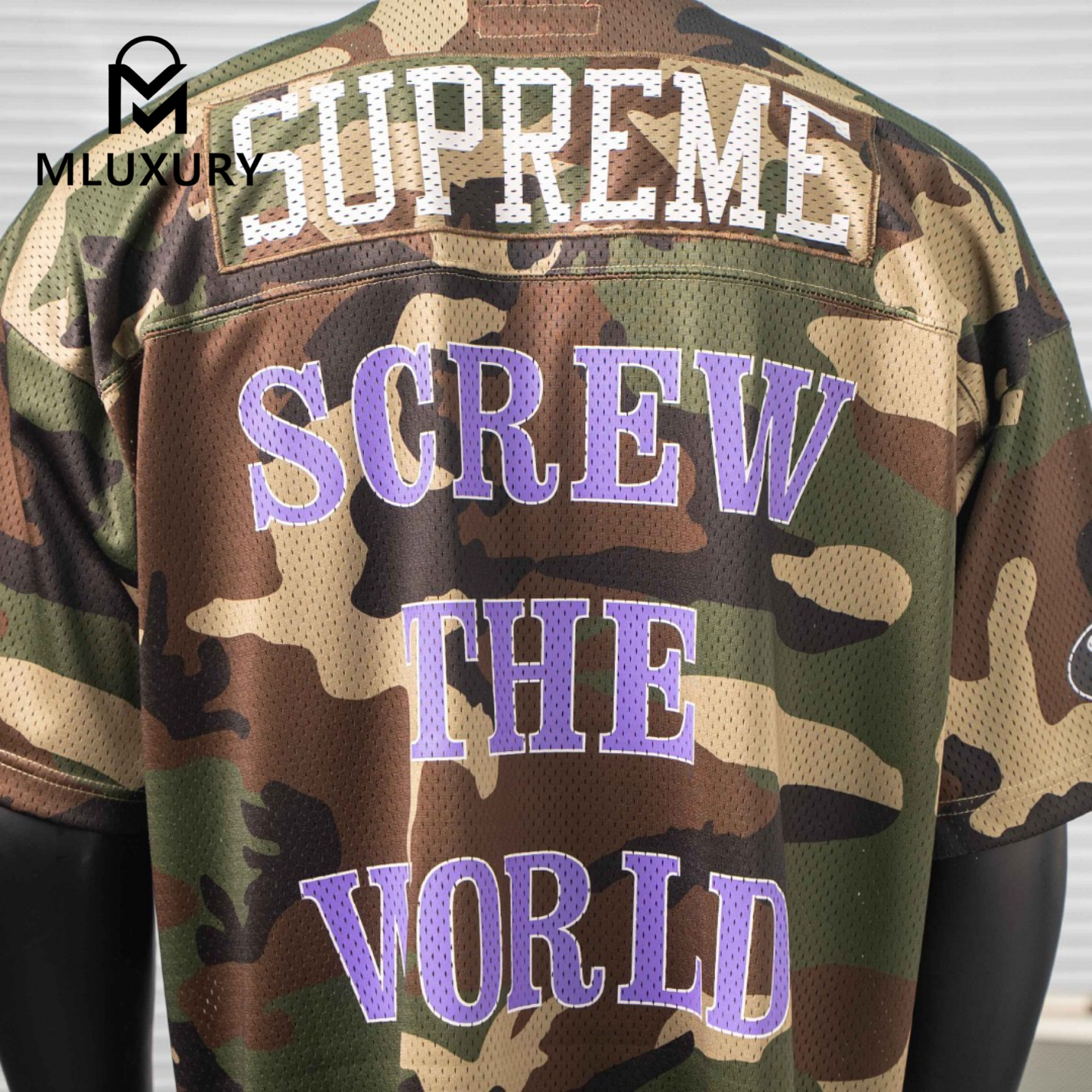 Supreme × DJ Screw Collaboration SS26 Football Jersey, American Style V-Neck Jersey with Color Block Print Mesh Soccer Jersey