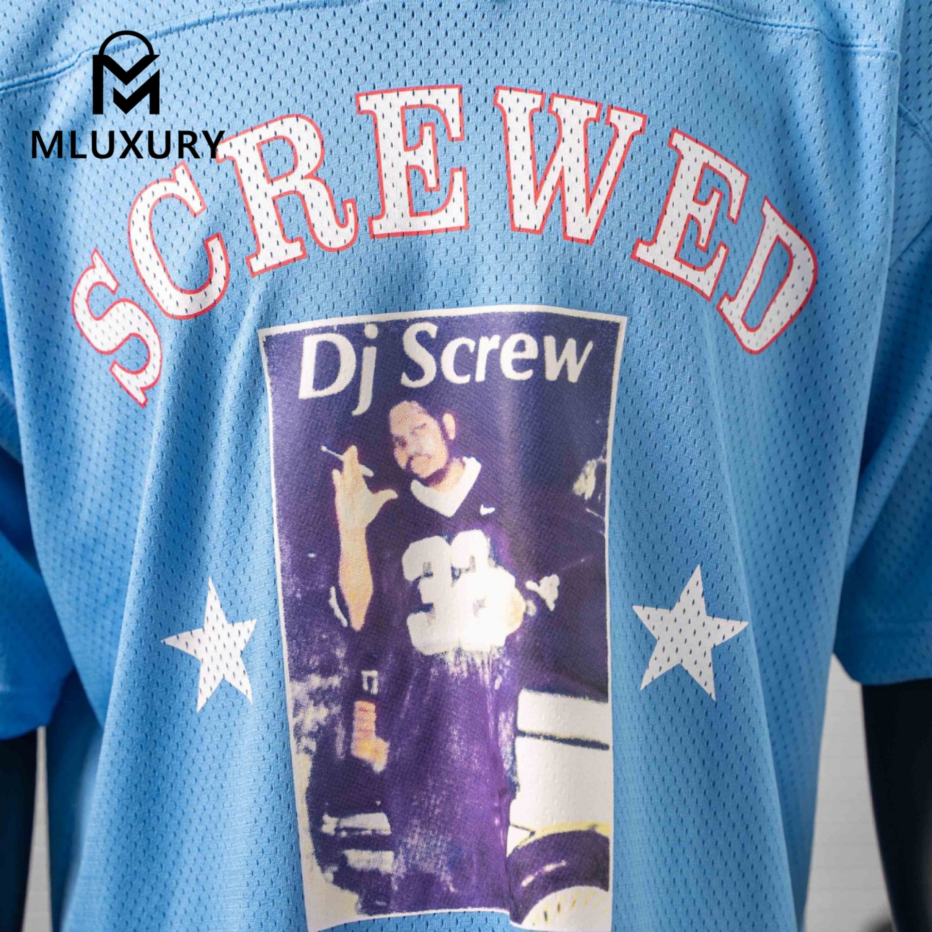 Supreme × DJ Screw Collaboration SS26 Football Jersey, American Style V-Neck Jersey with Color Block Print Mesh Soccer Jersey
