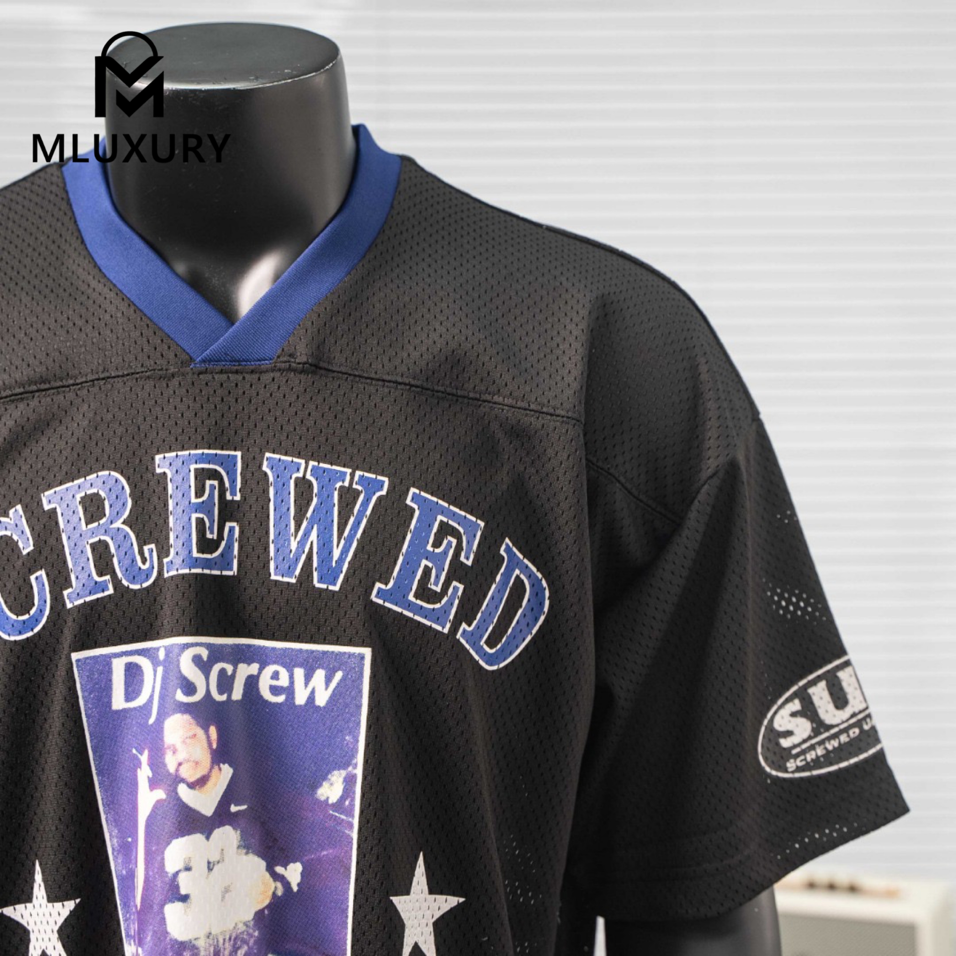 Supreme × DJ Screw Collaboration SS26 Football Jersey, American Style V-Neck, Color-Blocked Print Mesh Soccer Jersey