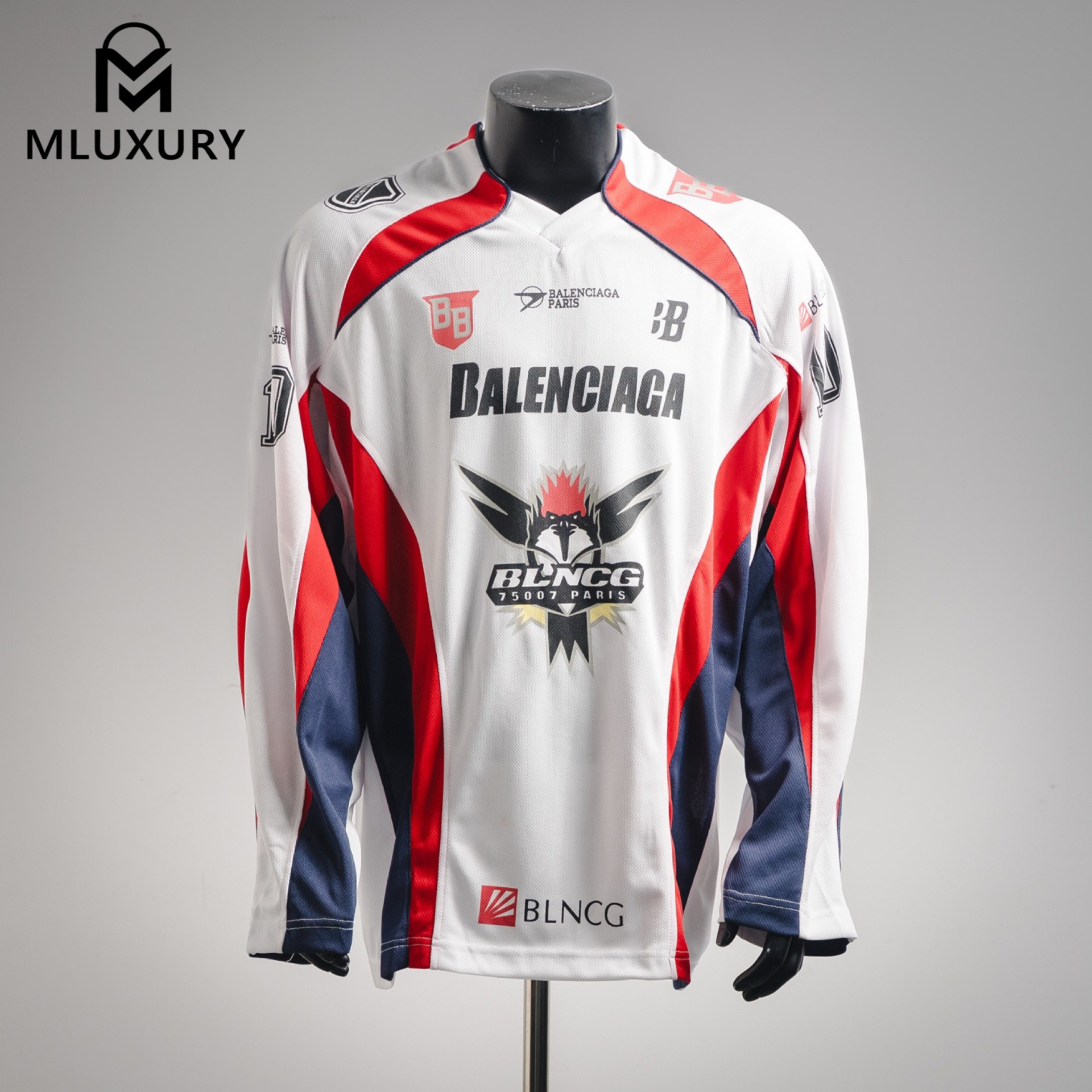 Balenciaga Sport Mesh Plain Weave Long-Sleeve Jersey