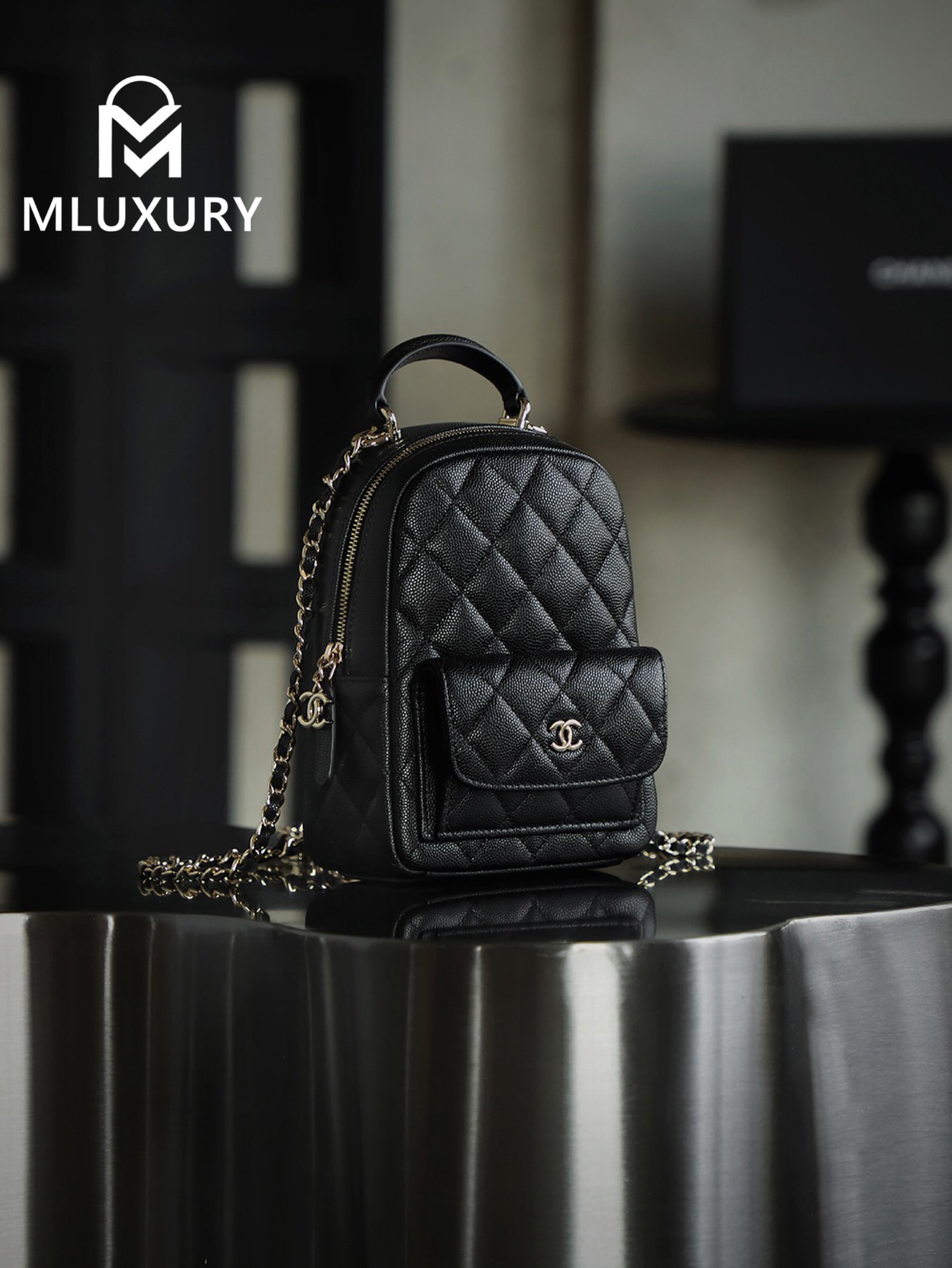 CHANEL 24C Mini Backpack, Black