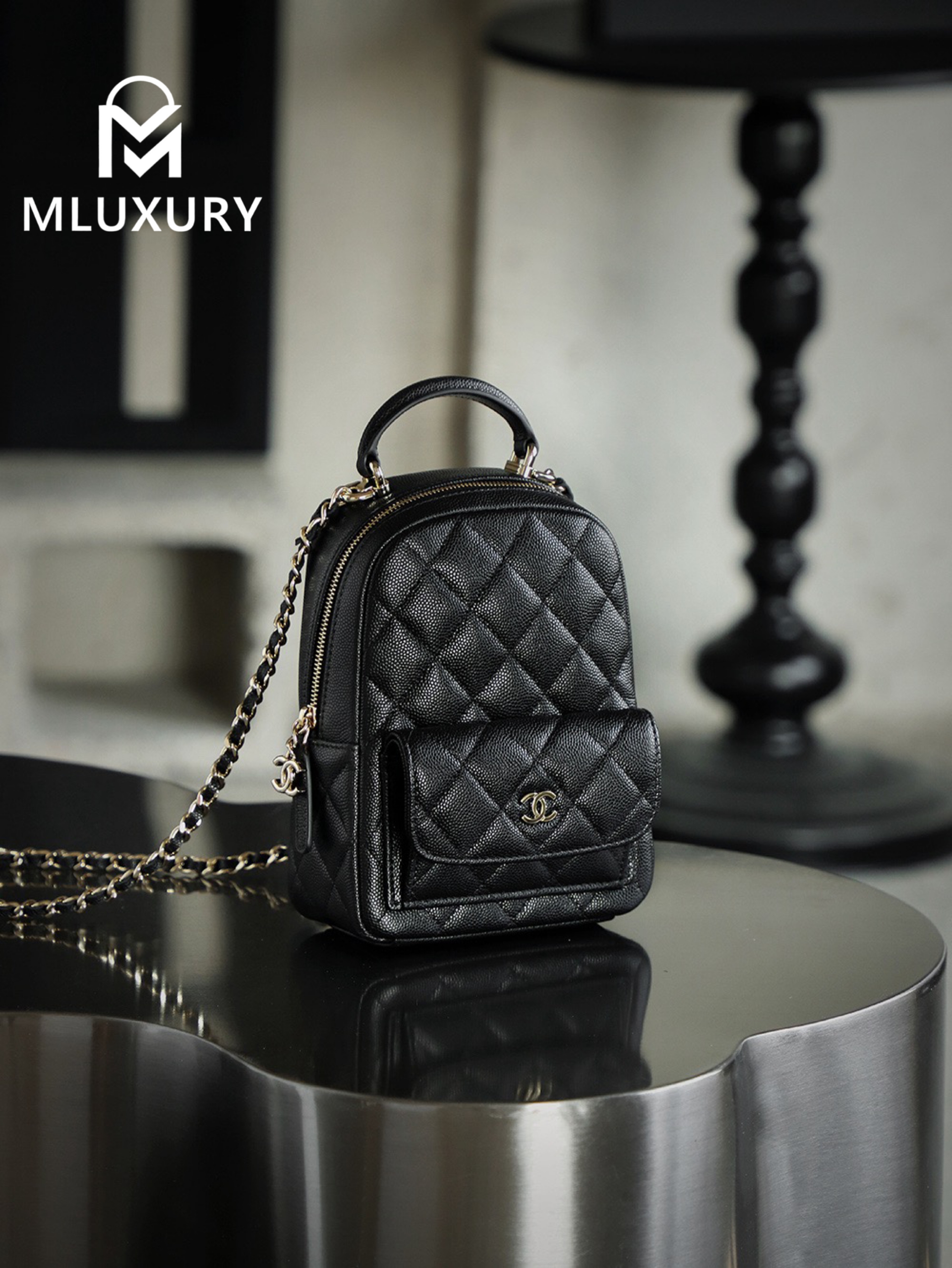 CHANEL 24C Mini Backpack, Black