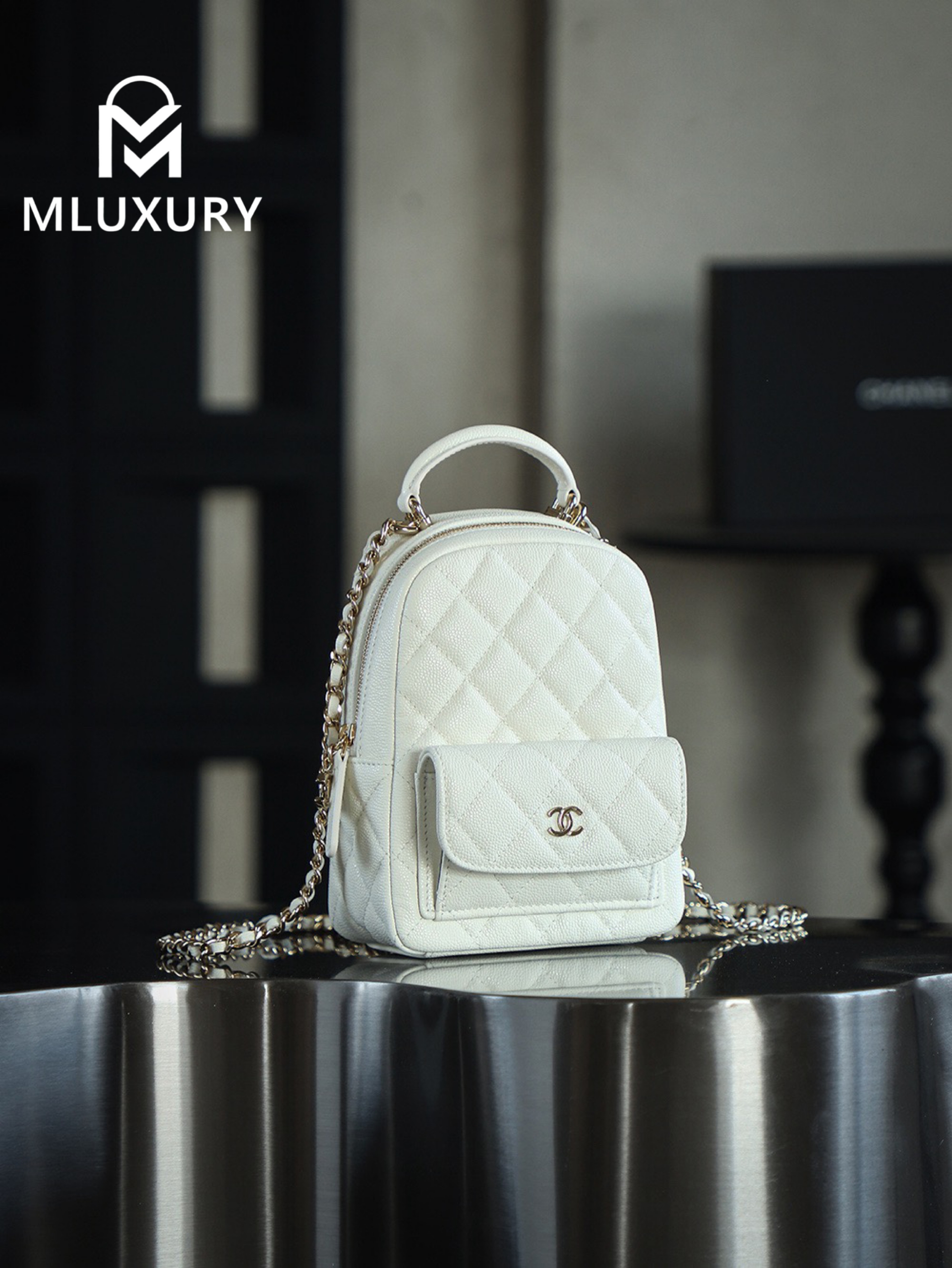 CHANEL 24C Mini Backpack, White