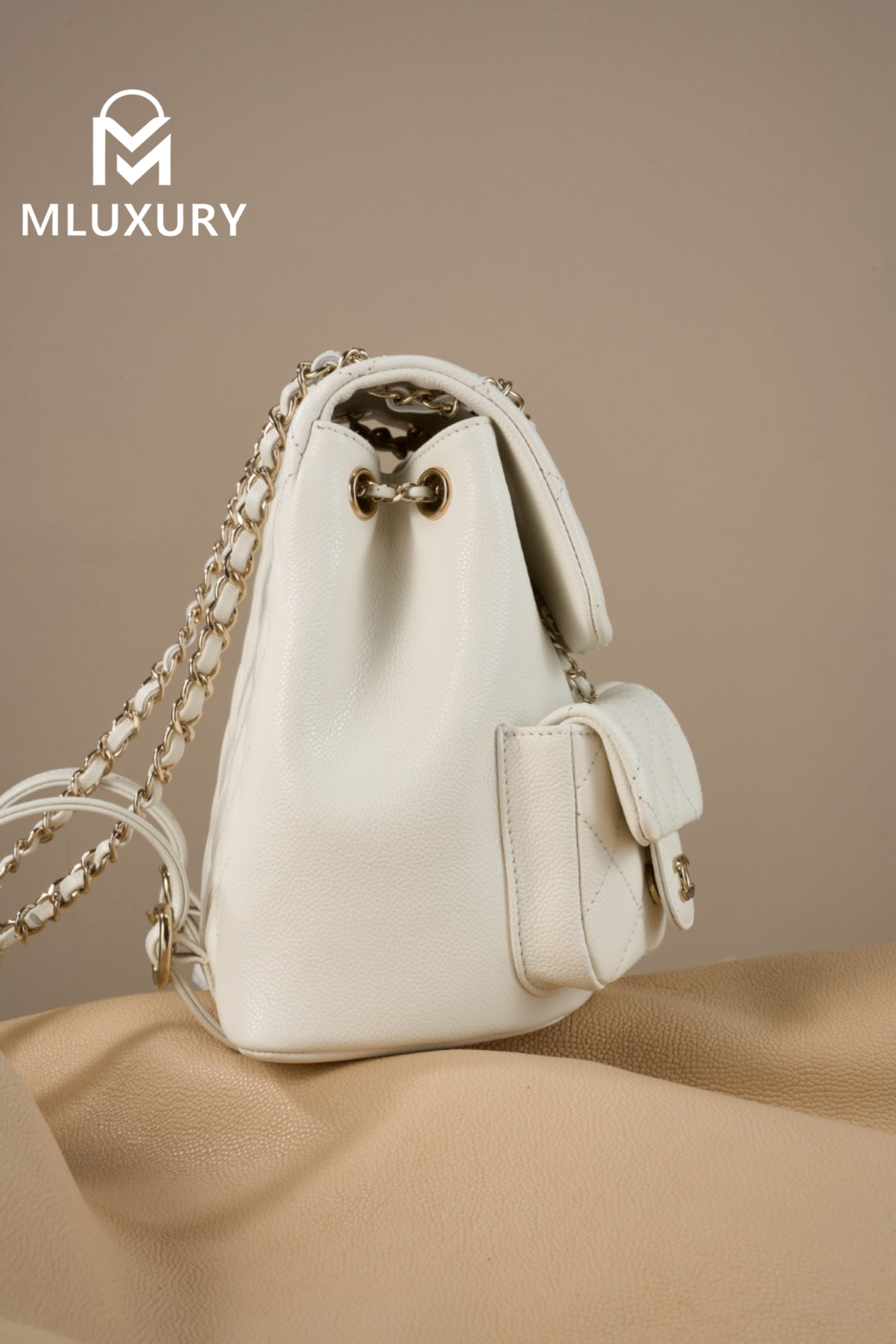 CHANEL 24A Duma Medium Backpack, White