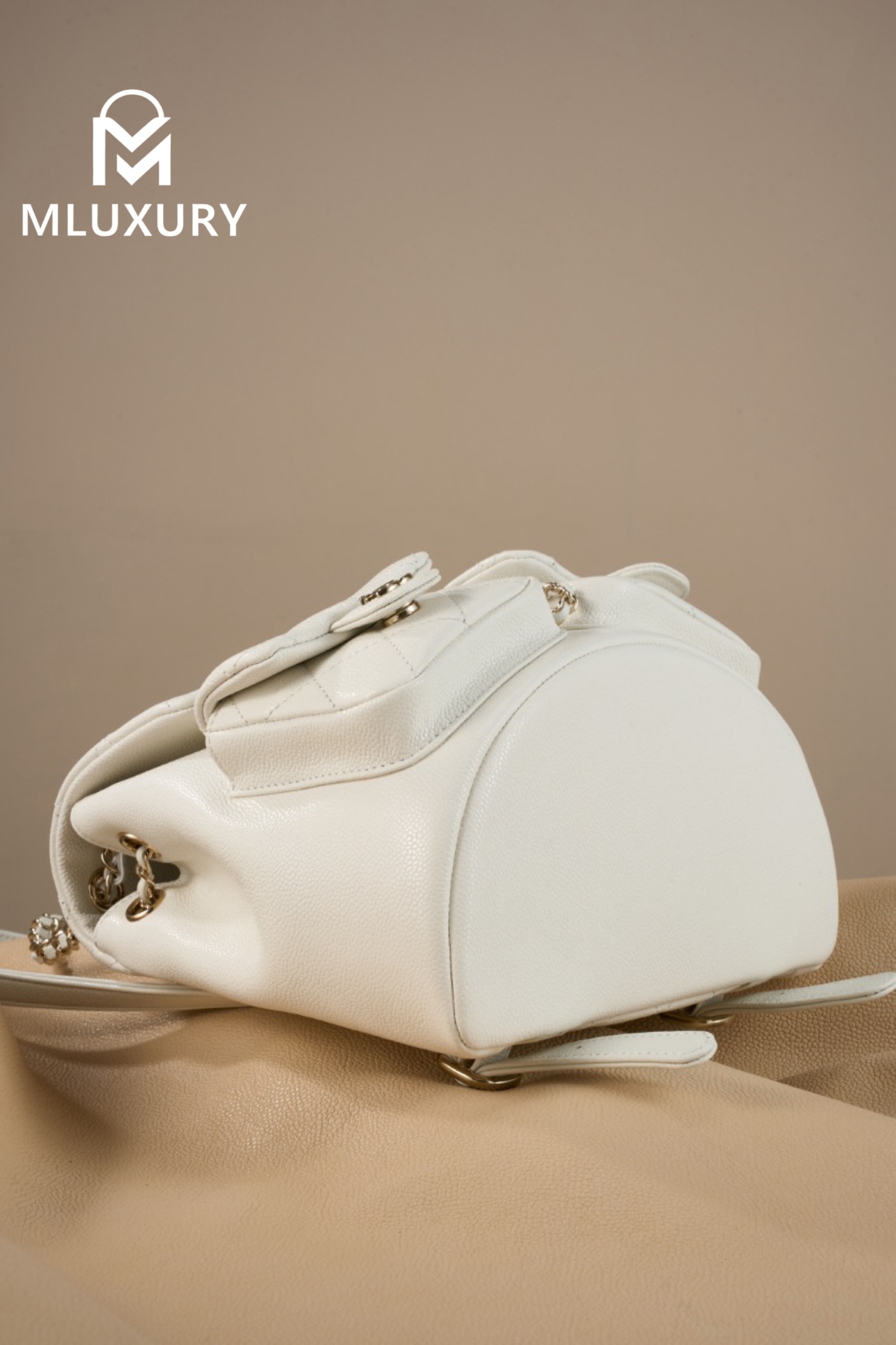 CHANEL 24A Duma Medium Backpack, White