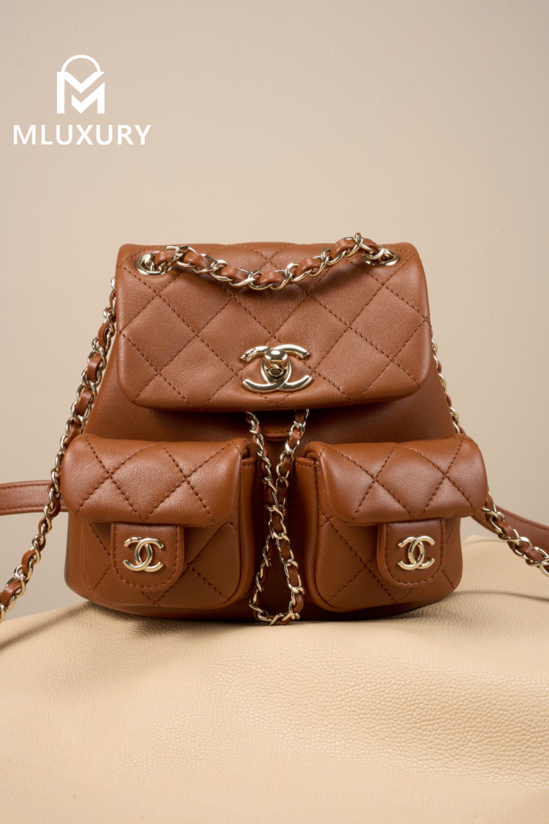 CHANEL 24A Duma Small Backpack, Caramel Color
