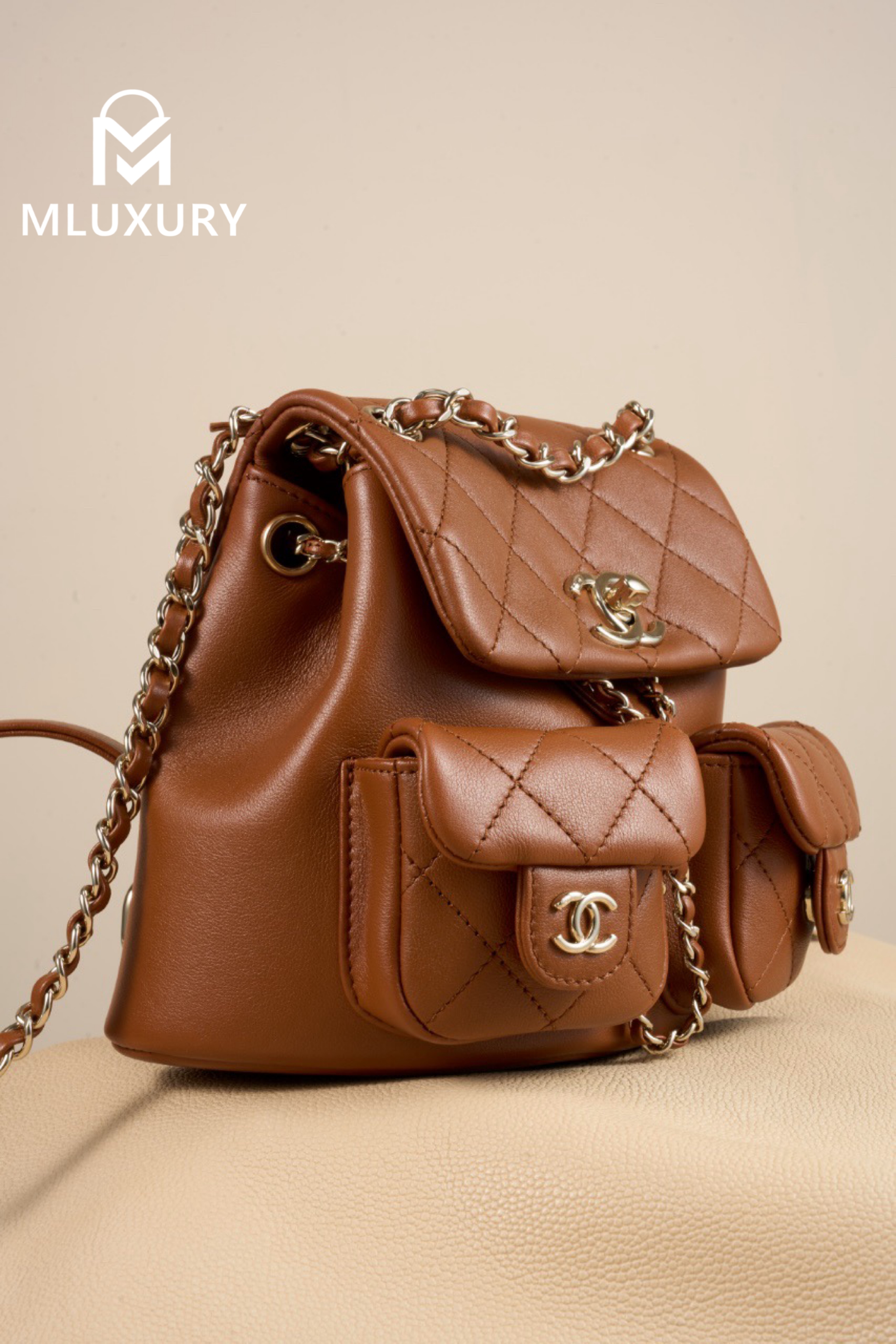 CHANEL 24A Duma Small Backpack, Caramel Color