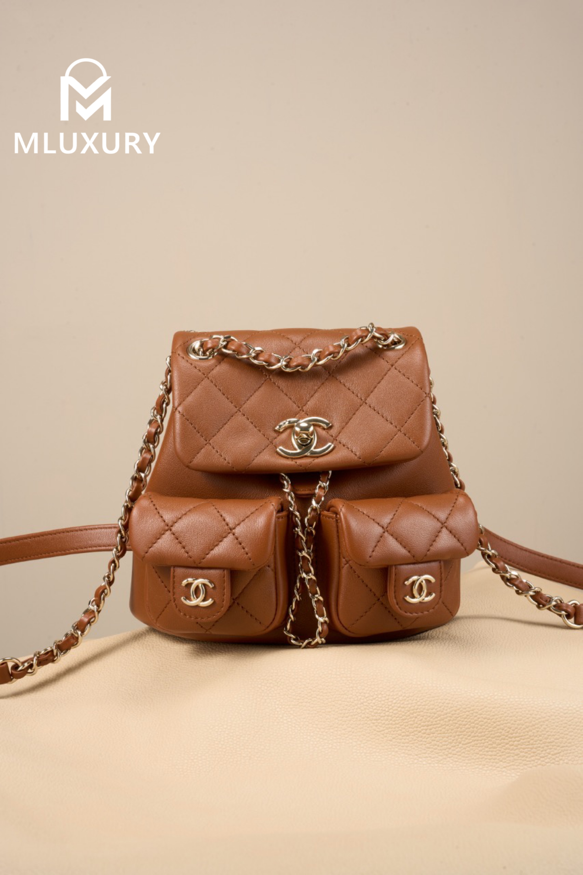 CHANEL 24A Duma Small Backpack, Caramel Color