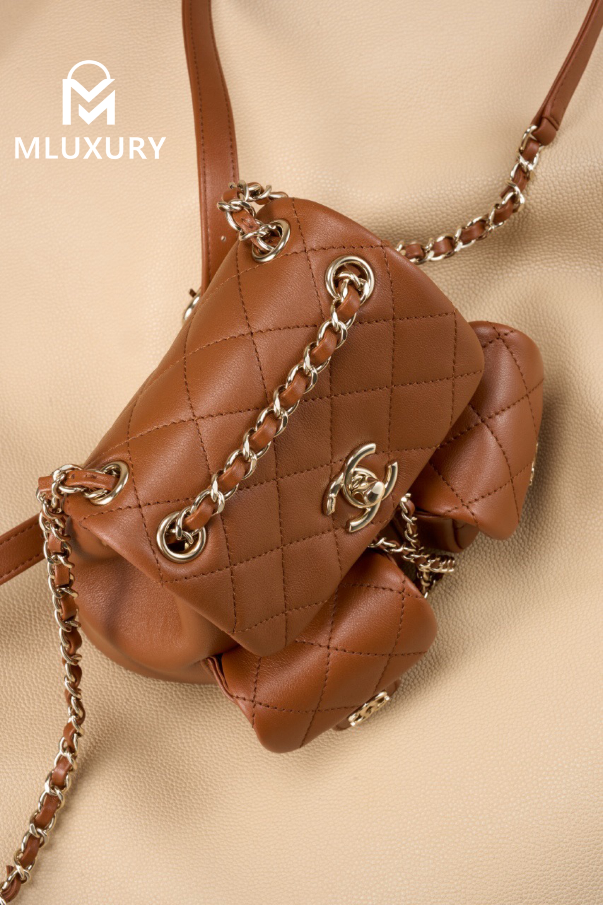 CHANEL 24A Duma Small Backpack, Caramel Color