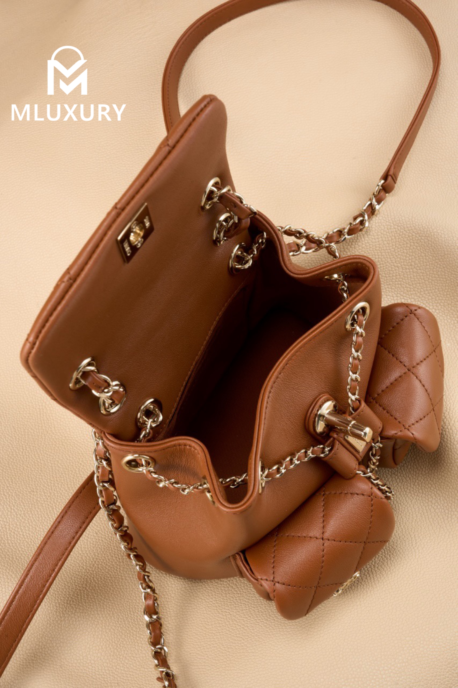 CHANEL 24A Duma Small Backpack, Caramel Color