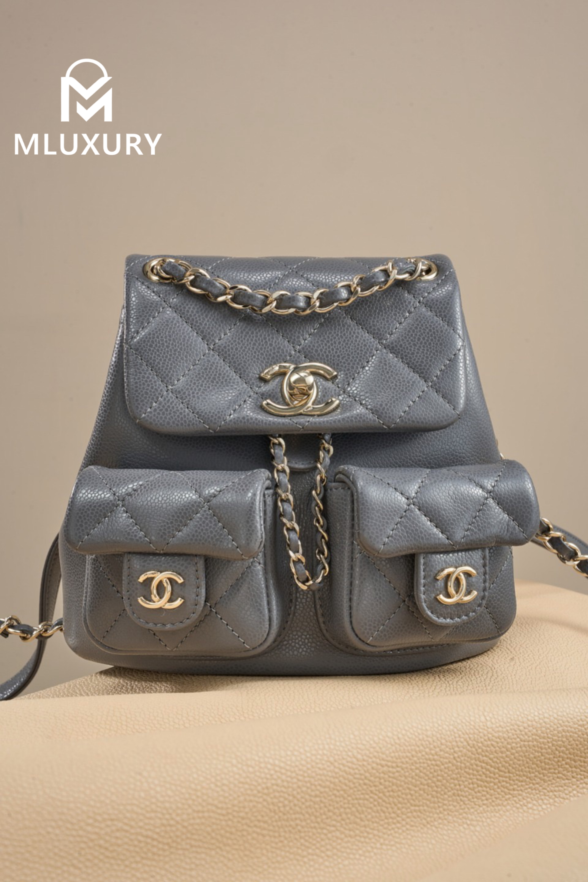 CHANEL 24A Duma Small Backpack, Grey