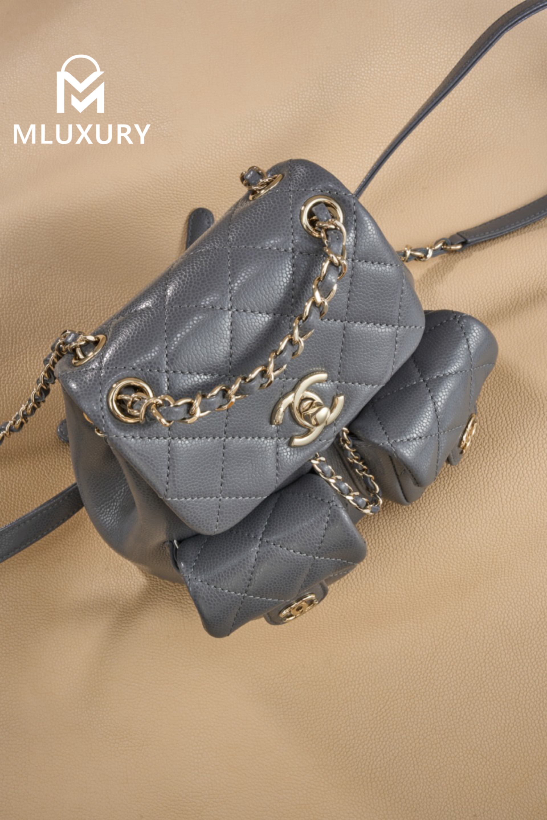 CHANEL 24A Duma Small Backpack, Grey