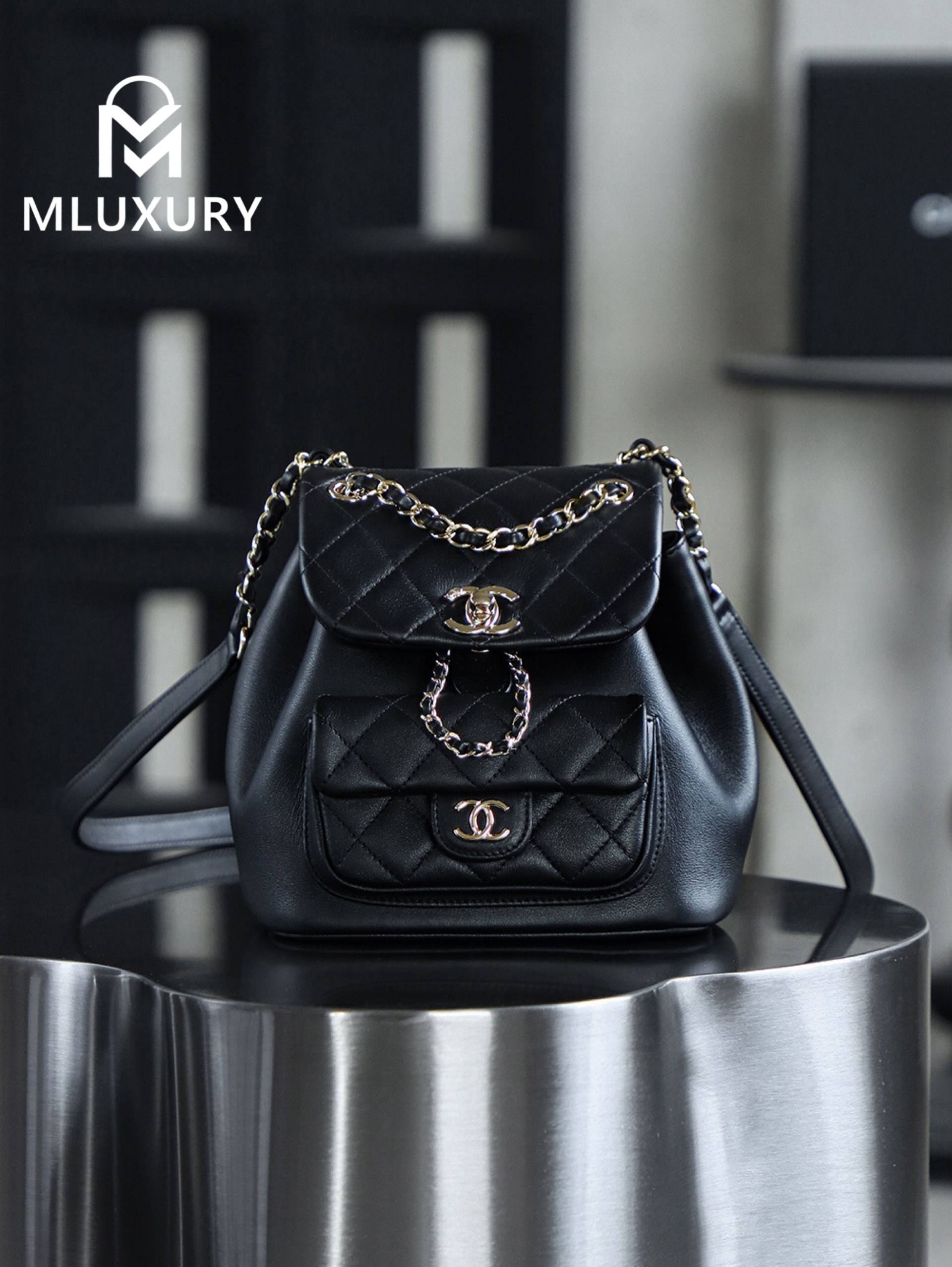 CHANEL 23Duma Small Backpack, Black