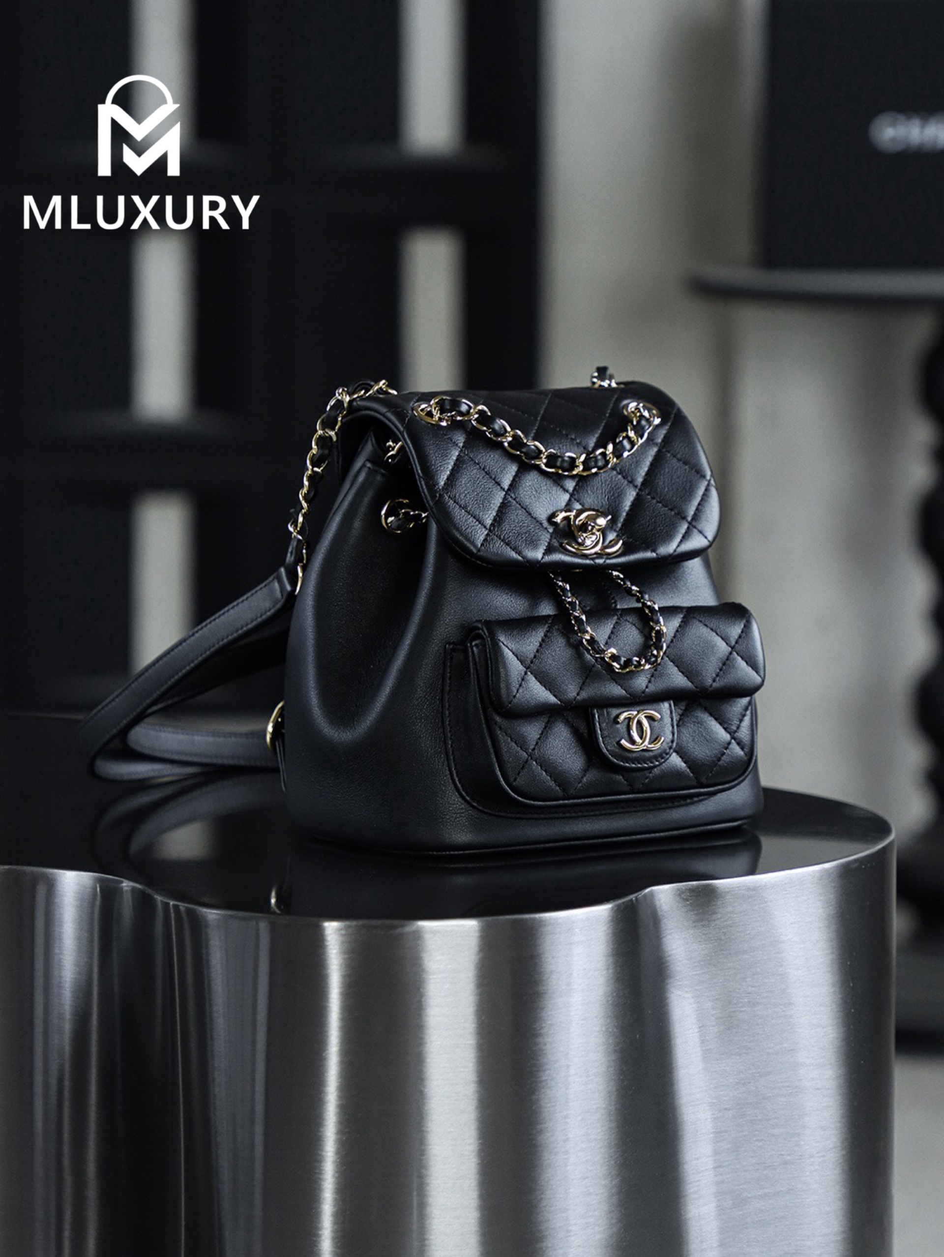 CHANEL 23Duma Small Backpack, Black